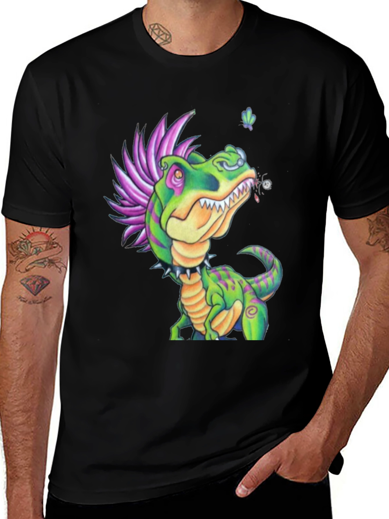 Variant 23 of Dinosaur T-Shirt - Punk Rock Dino Tee