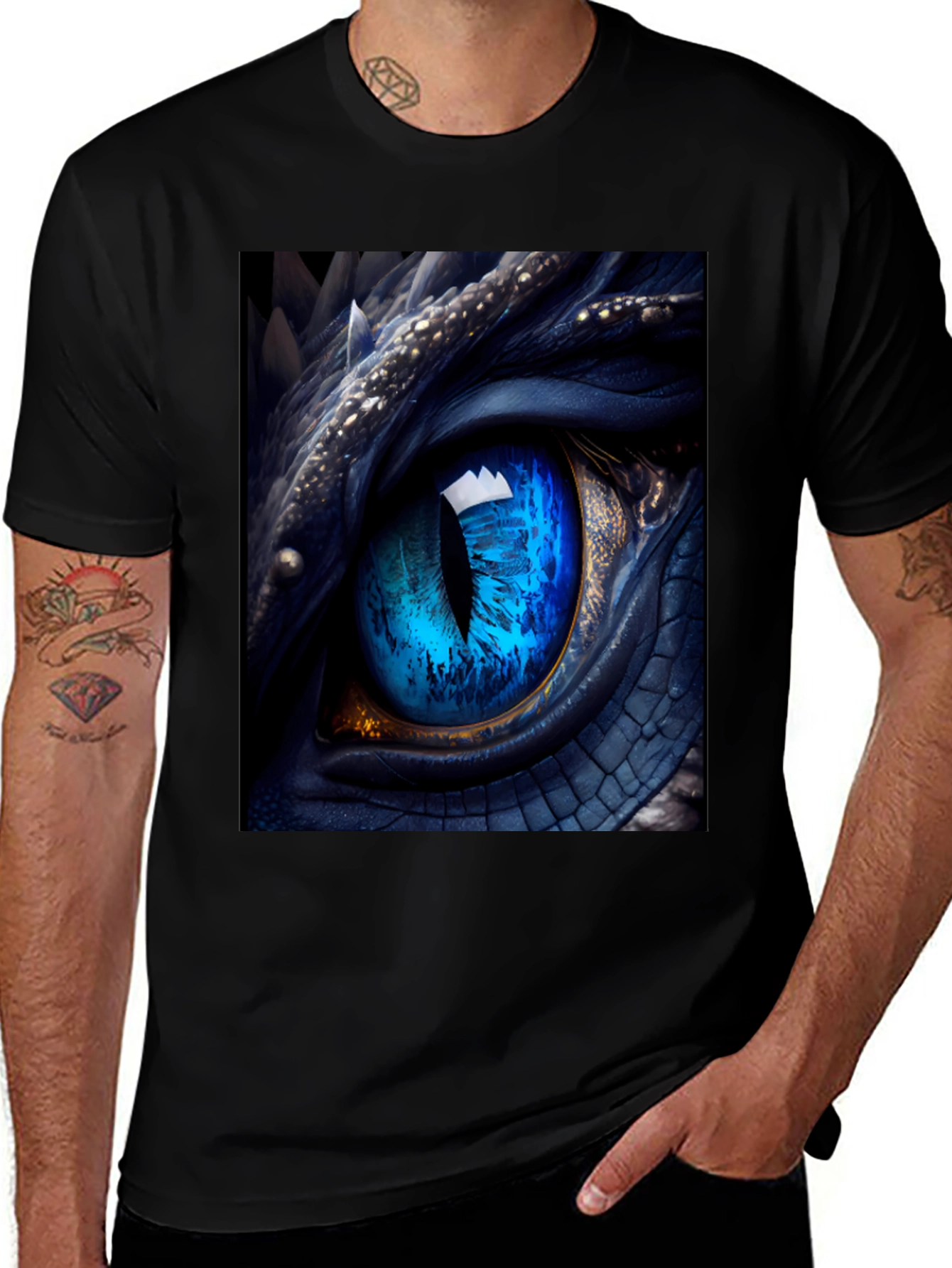 Variant 13 of Dragon Eye Graphic Tee - Men's Black T-Shirt