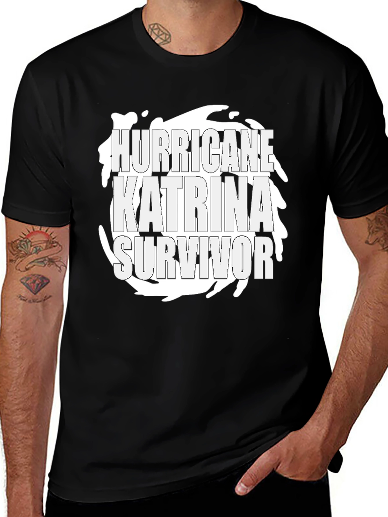 Black Hurricane Katrina Survivor Graphic T-Shirt main image