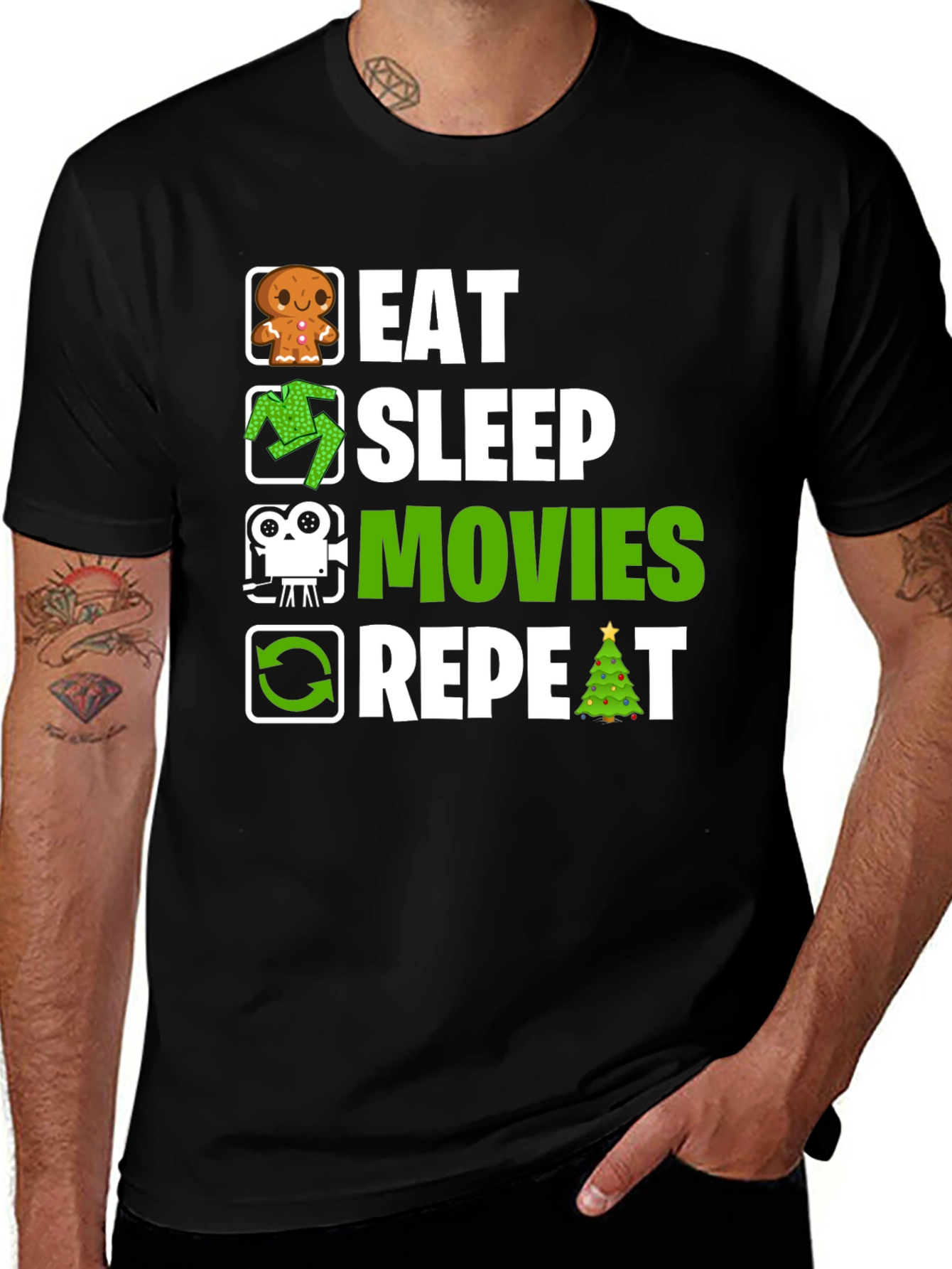 Variant 17 of Eat Sleep Movies Repeat T-Shirt - Holiday Gift