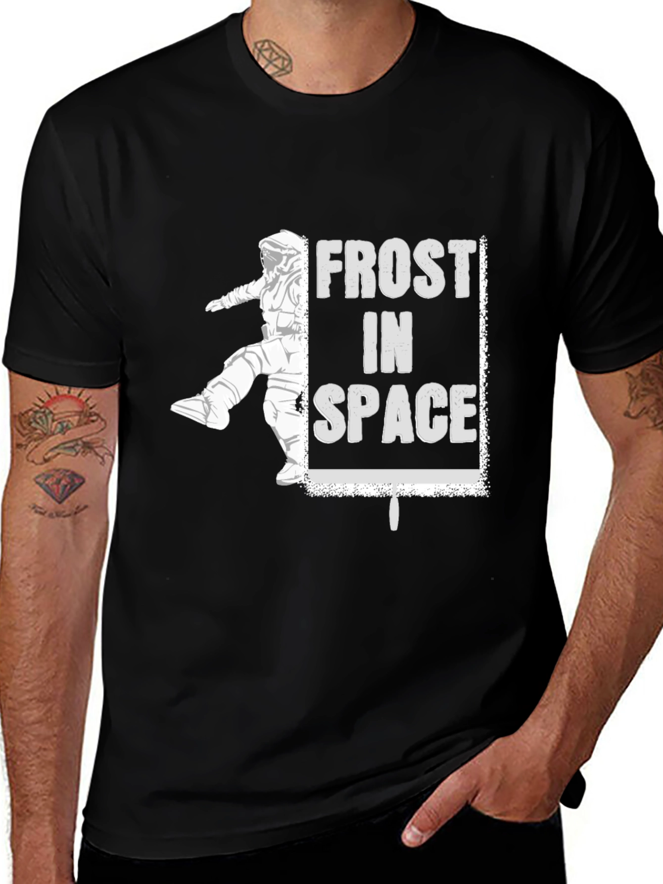Variant 2 of Frost in Space Graphic Tee - Black Cotton T-Shirt