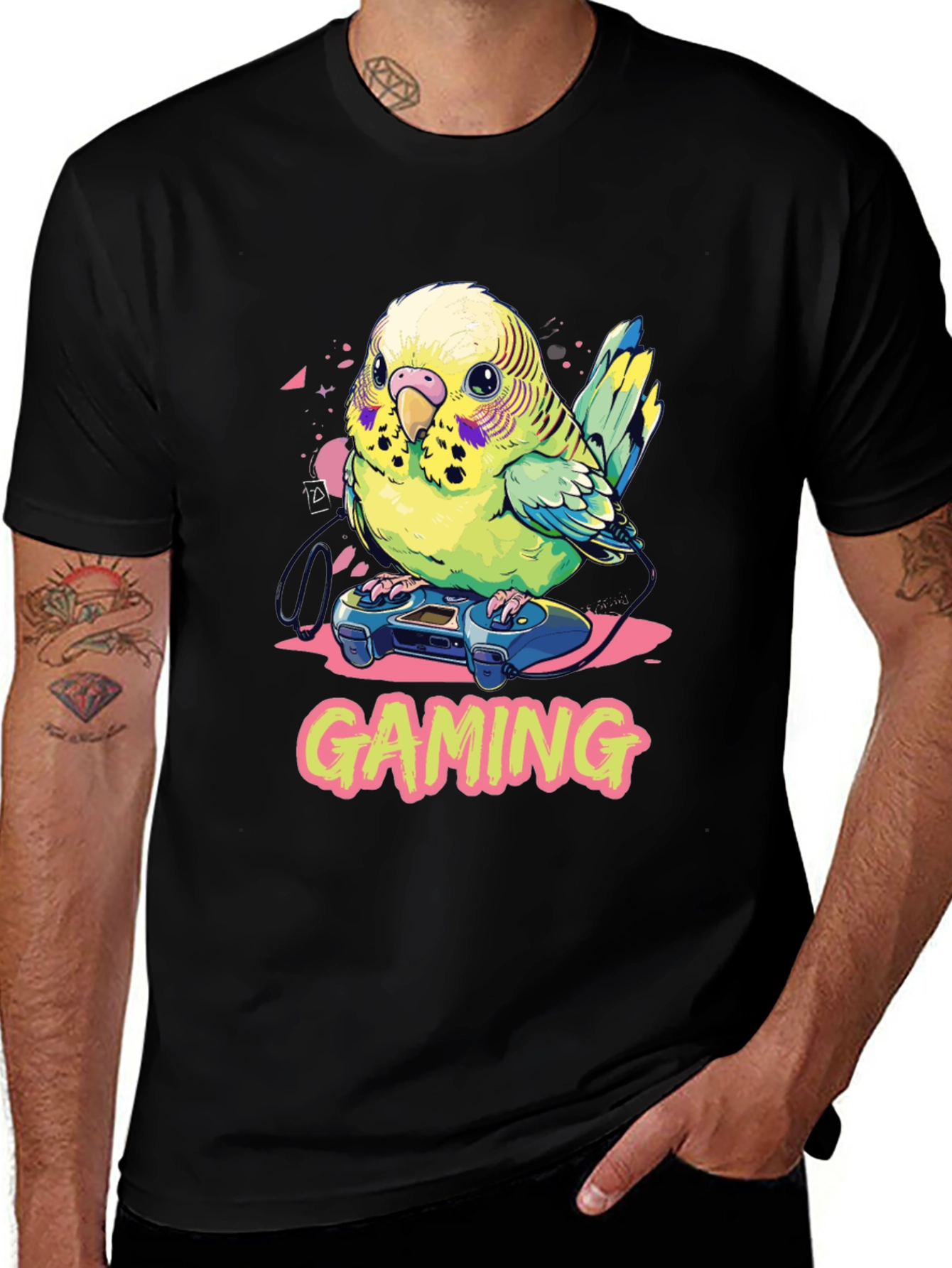 Gamer Budgie T-Shirt - Gaming Parakeet Tee