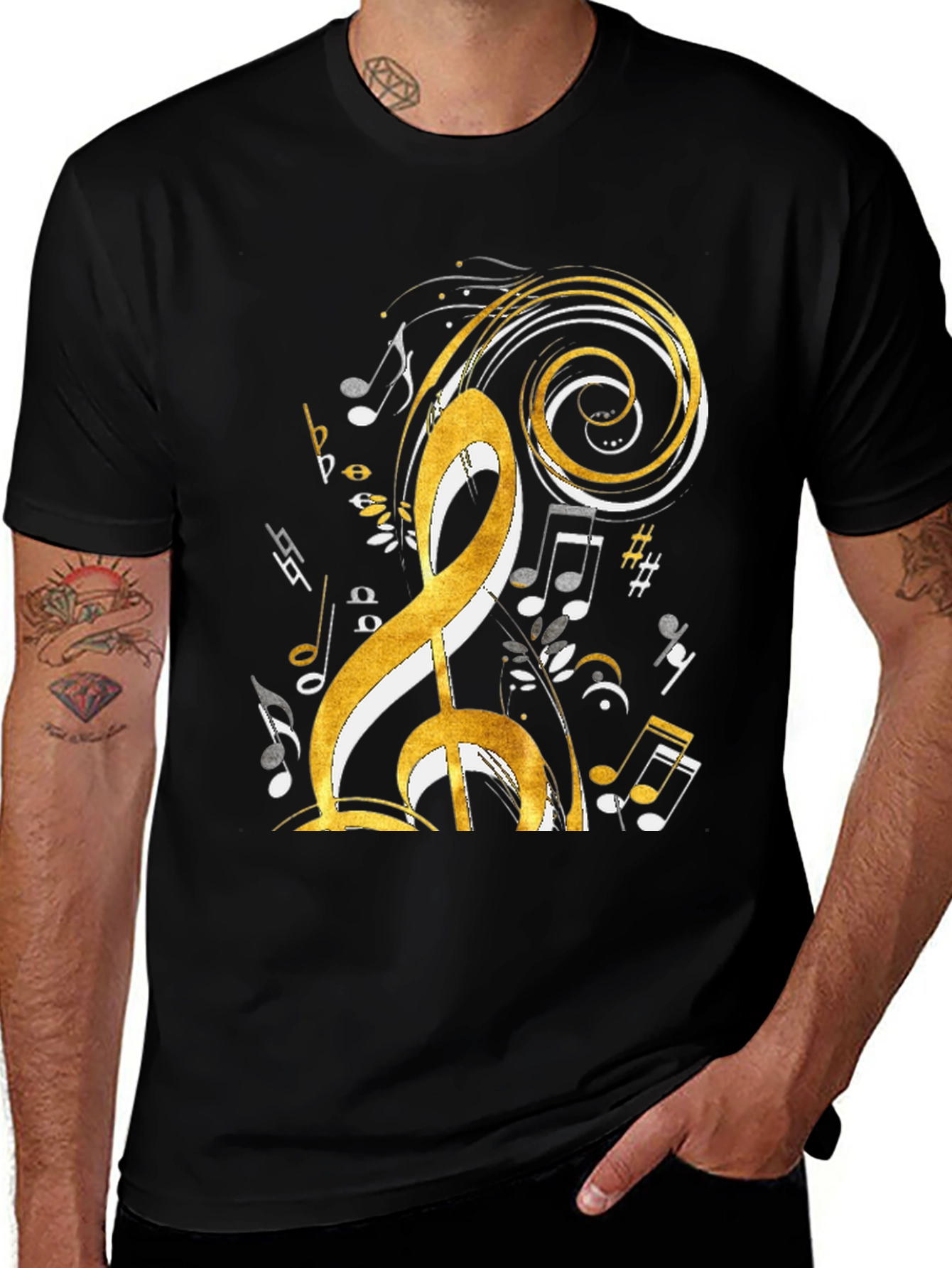 Variant 9 of Music Lover's T-Shirt - Artistic Treble Clef Design
