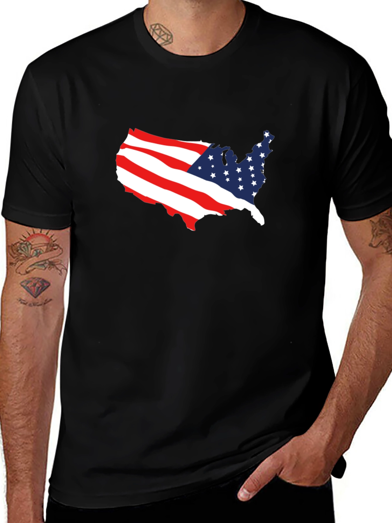 American Flag USA Map Graphic T-Shirt