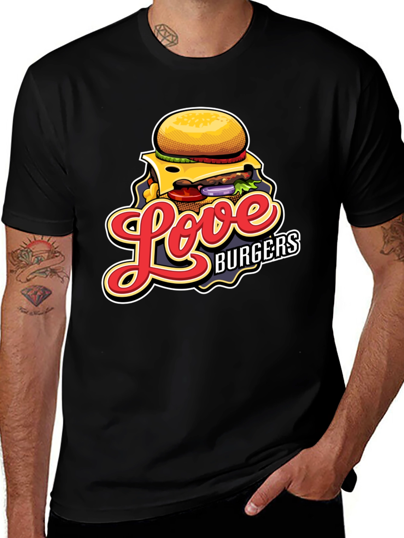 Variant 30 of Love Burgers Graphic T-Shirt - Black