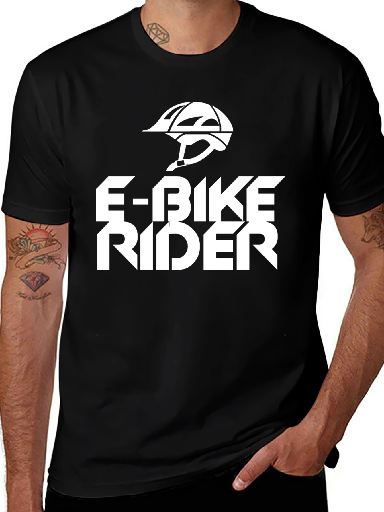 E-Bike Rider Graphic Tee - Black Casual T-Shirt