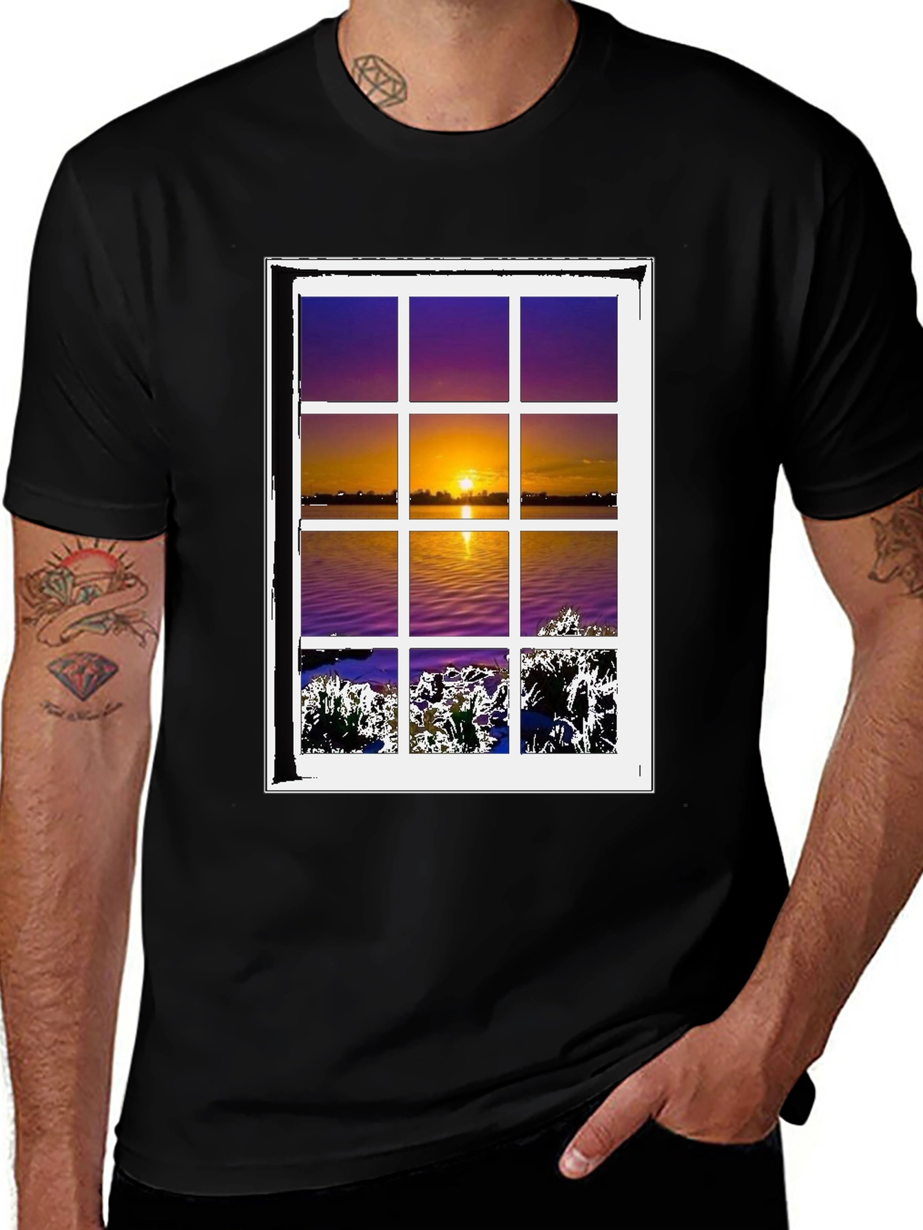 Black Sunset Window T-Shirt - Nature Lover's Tee main image