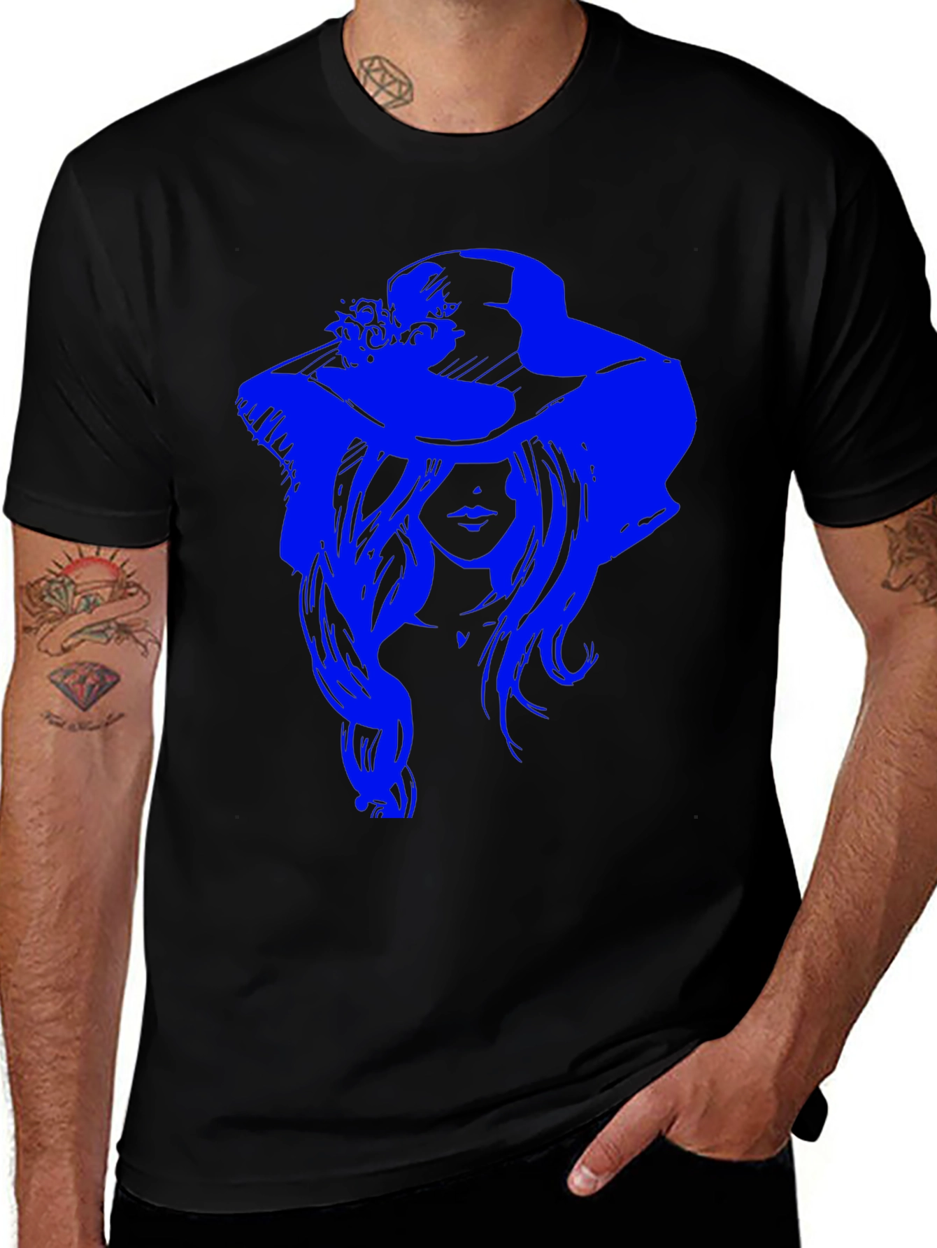 Variant 6 of Blue Lady Graphic Black T-Shirt