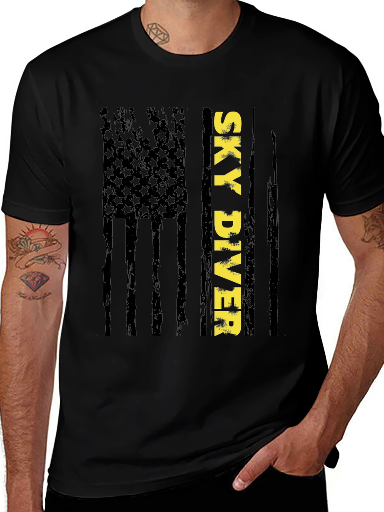 Variant 25 of Sky Diver Flag Graphic Tee - Stylish Patriotic Design