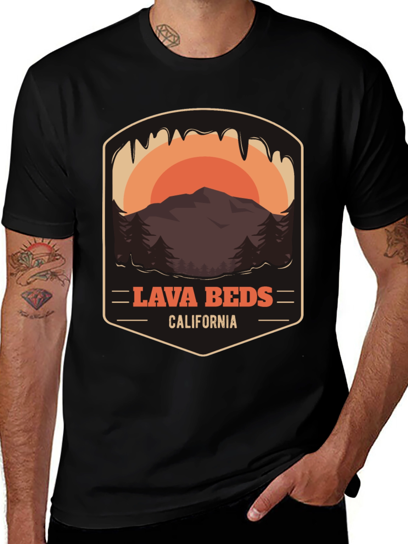 Lava Beds California Graphic Tee - Mountain Scene T-Shirt