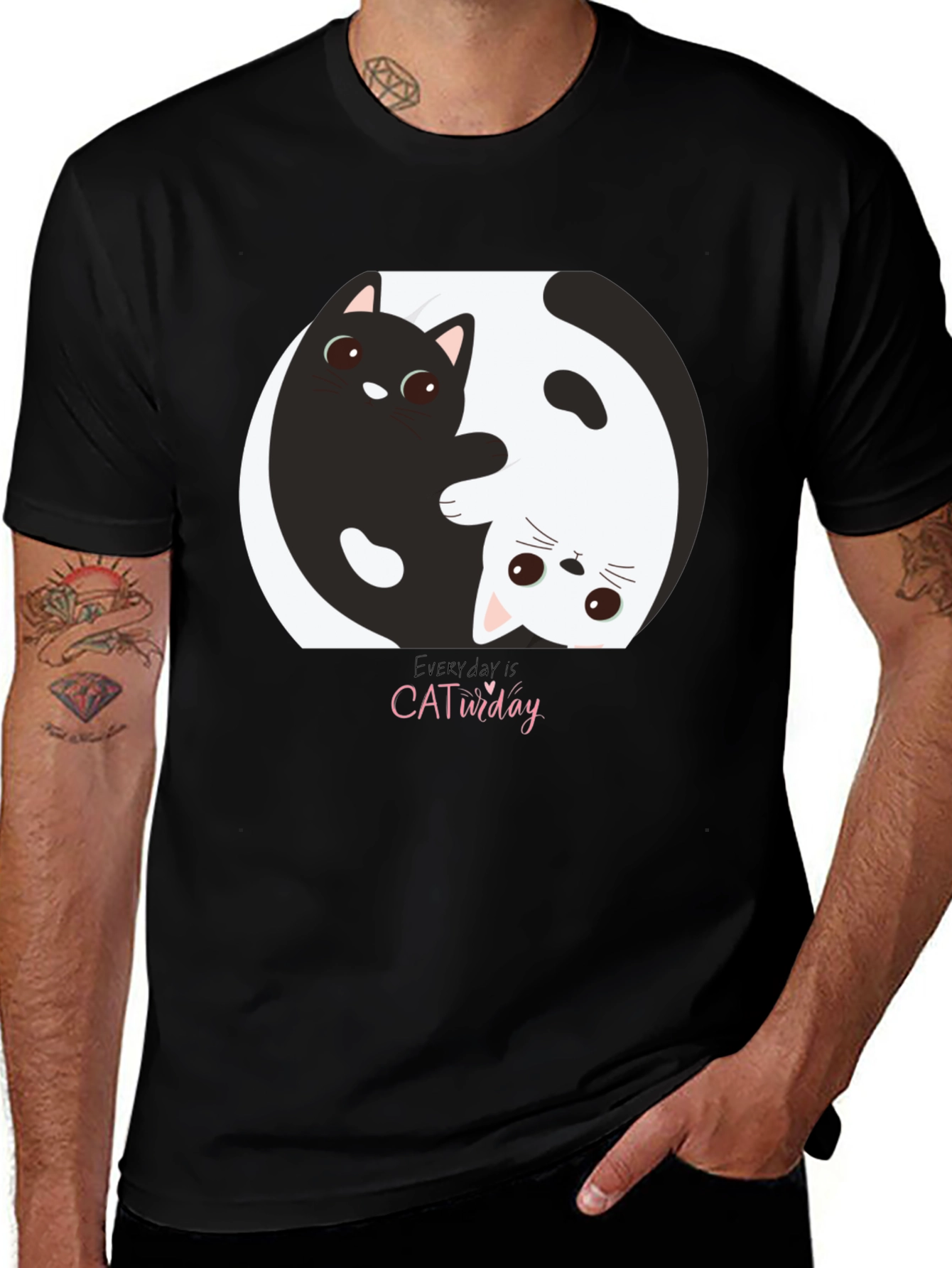 Variant 2 of Yin Yang Cat T-Shirt - "Everyday is CATurday"