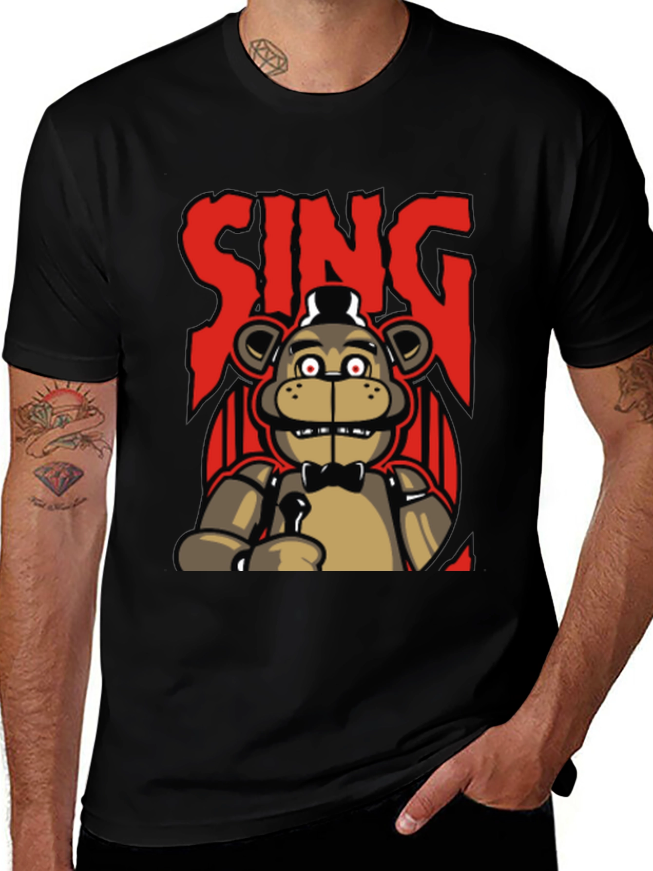 Variant 12 of Singing Bear Graphic Tee - Black