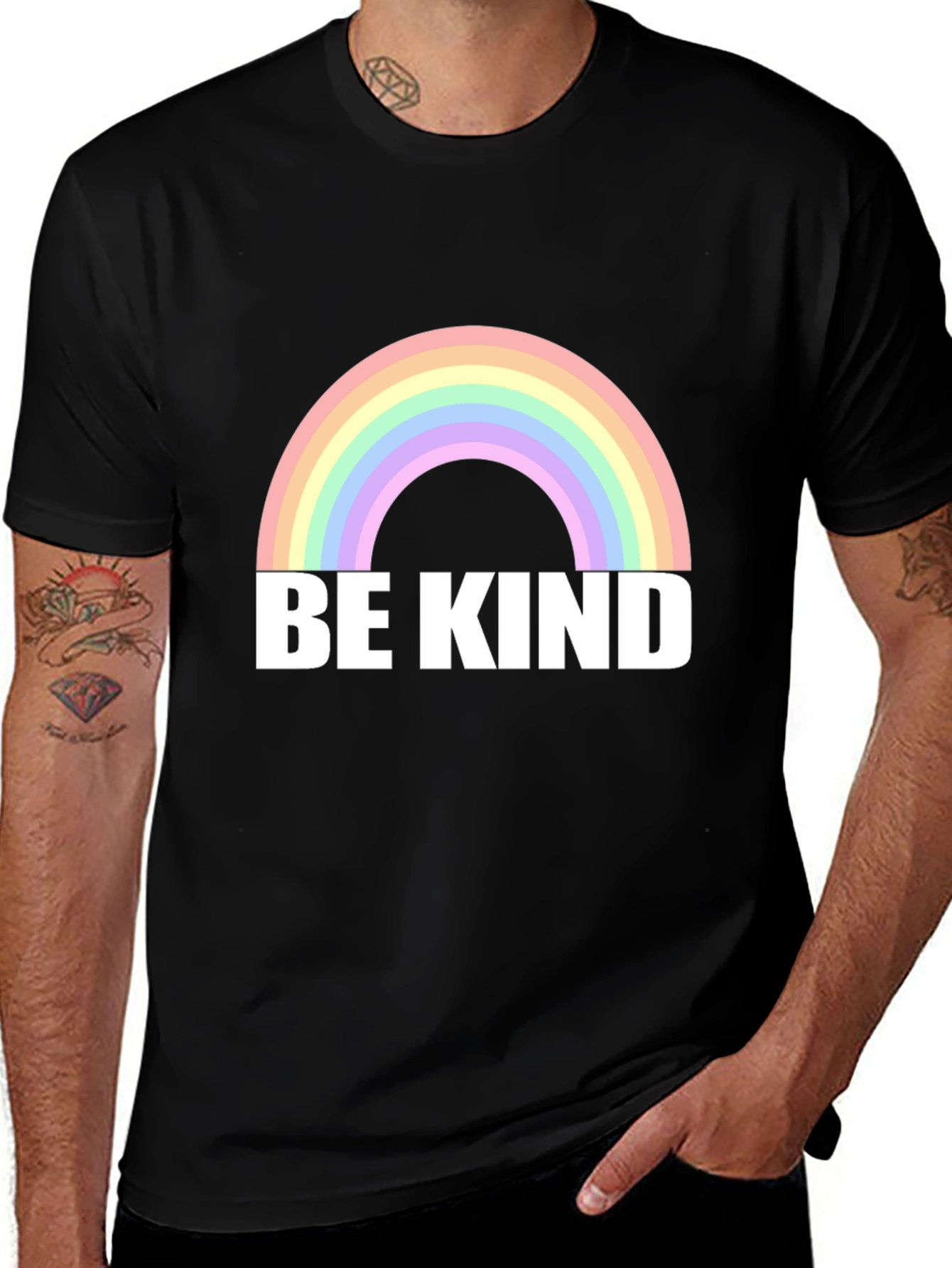 Variant 7 of Be Kind Rainbow Graphic Tee - Unisex Black T-Shirt