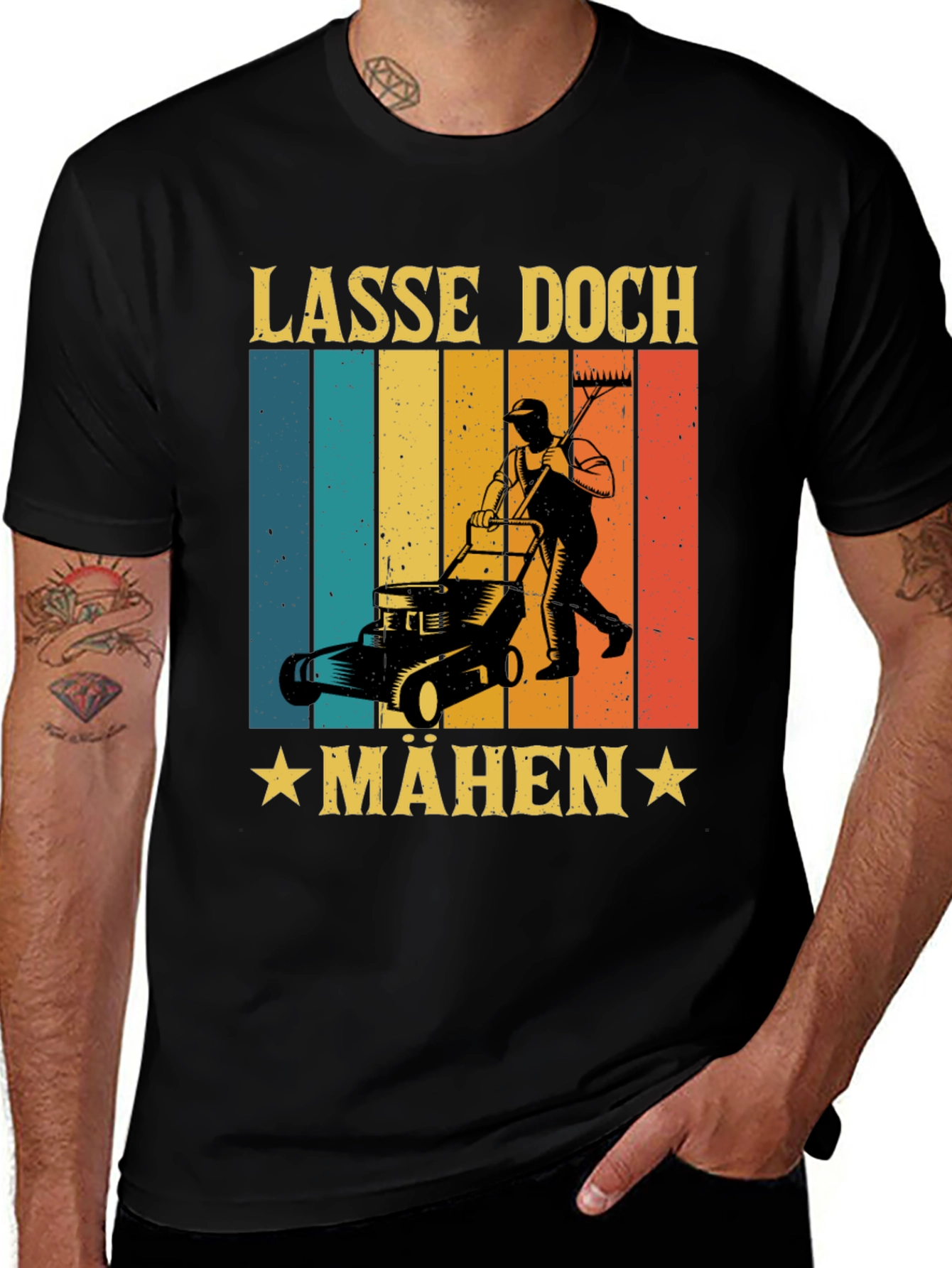 Variant 23 of Lasse Doch Mähen Funny Lawn Mower T-Shirt
