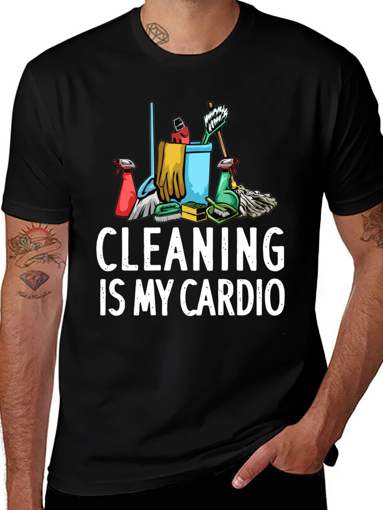 Variant 5 of Cleaning Is My Cardio Graphic T-Shirt