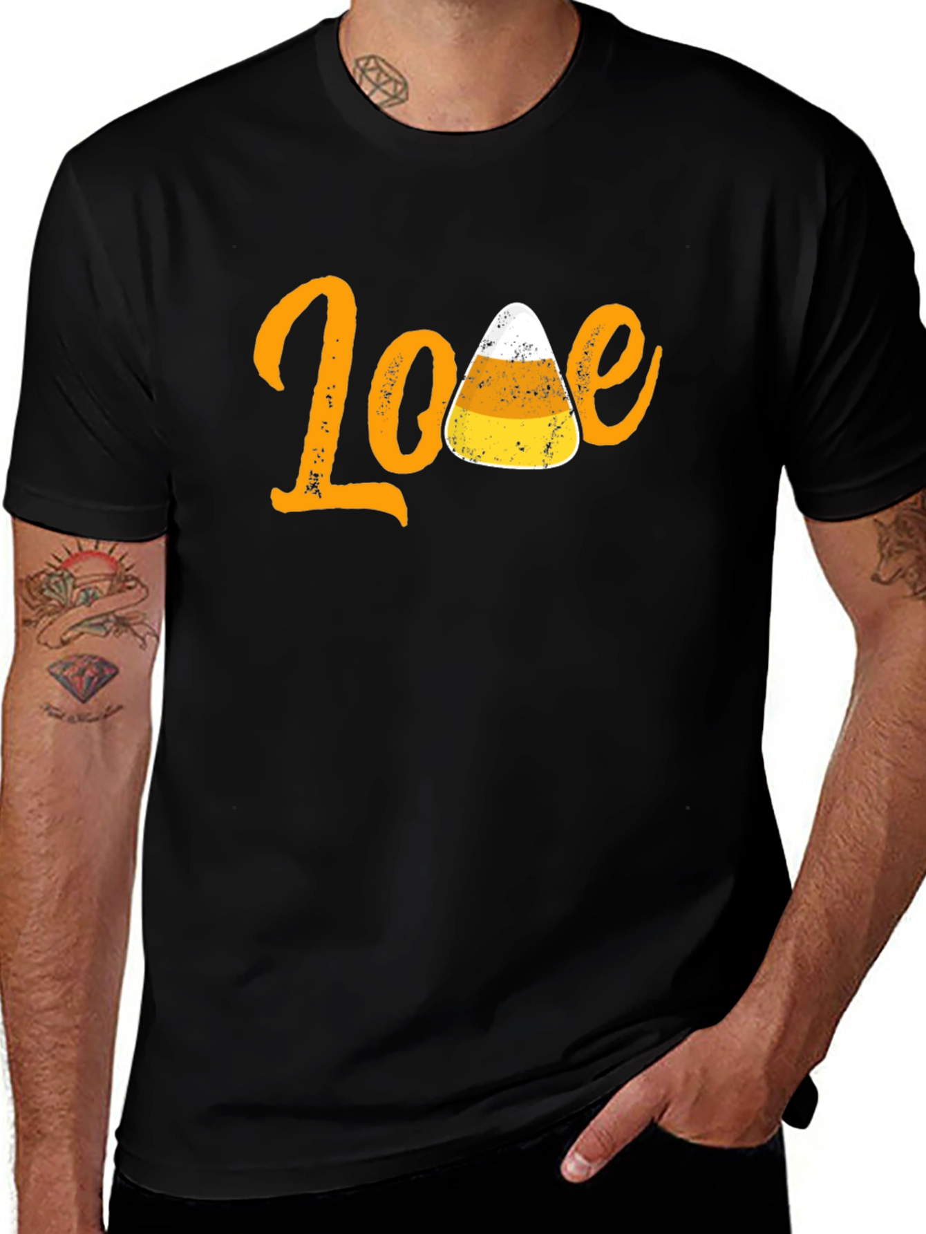 Variant 20 of Candy Corn Love Graphic Black Tee Shirt