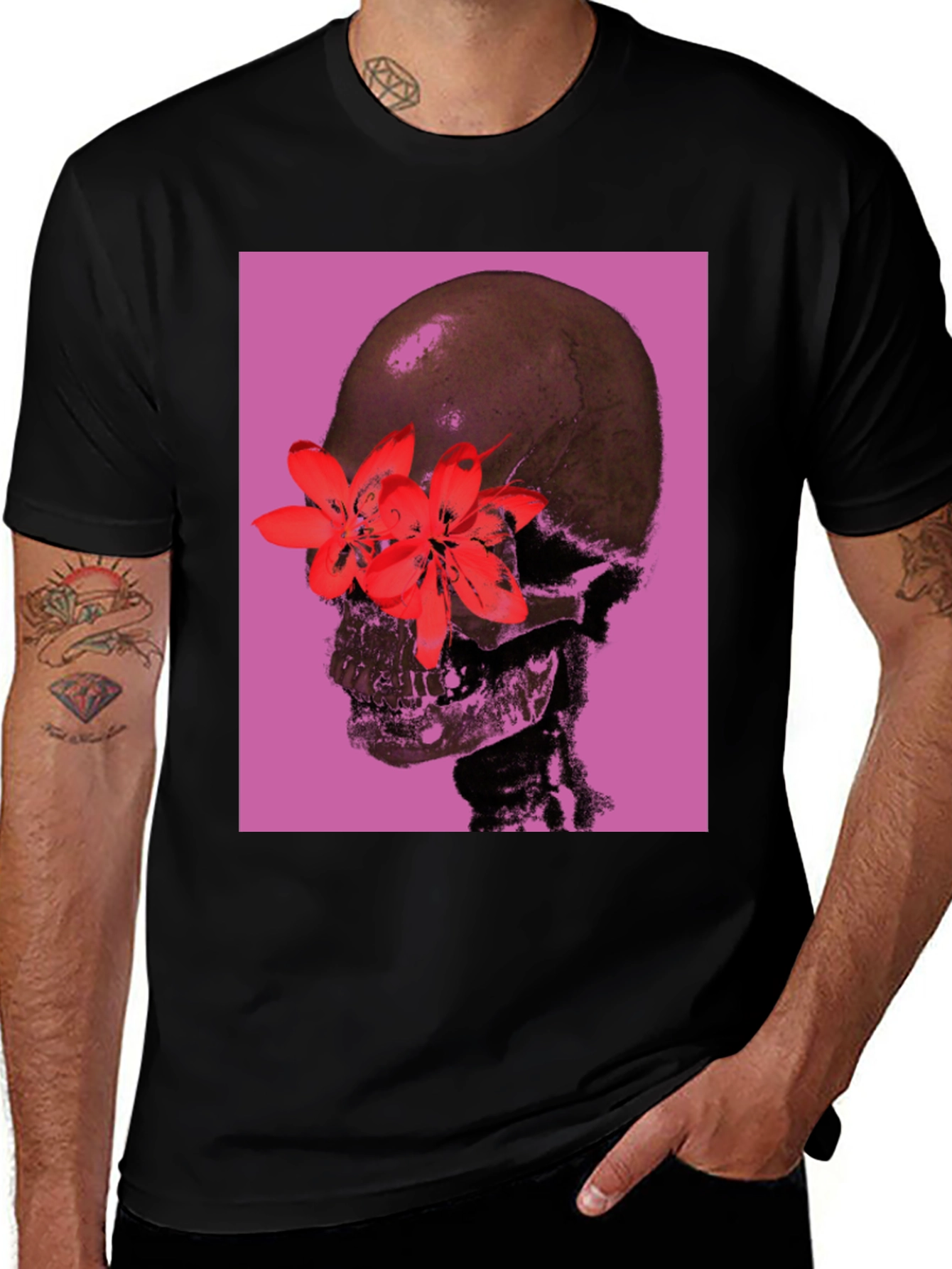 Variant 25 of Skull & Flower Graphic T-Shirt