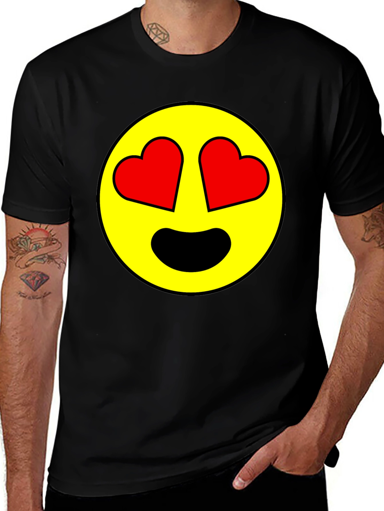 Variant 27 of Emoji Heart Eyes Black T-Shirt