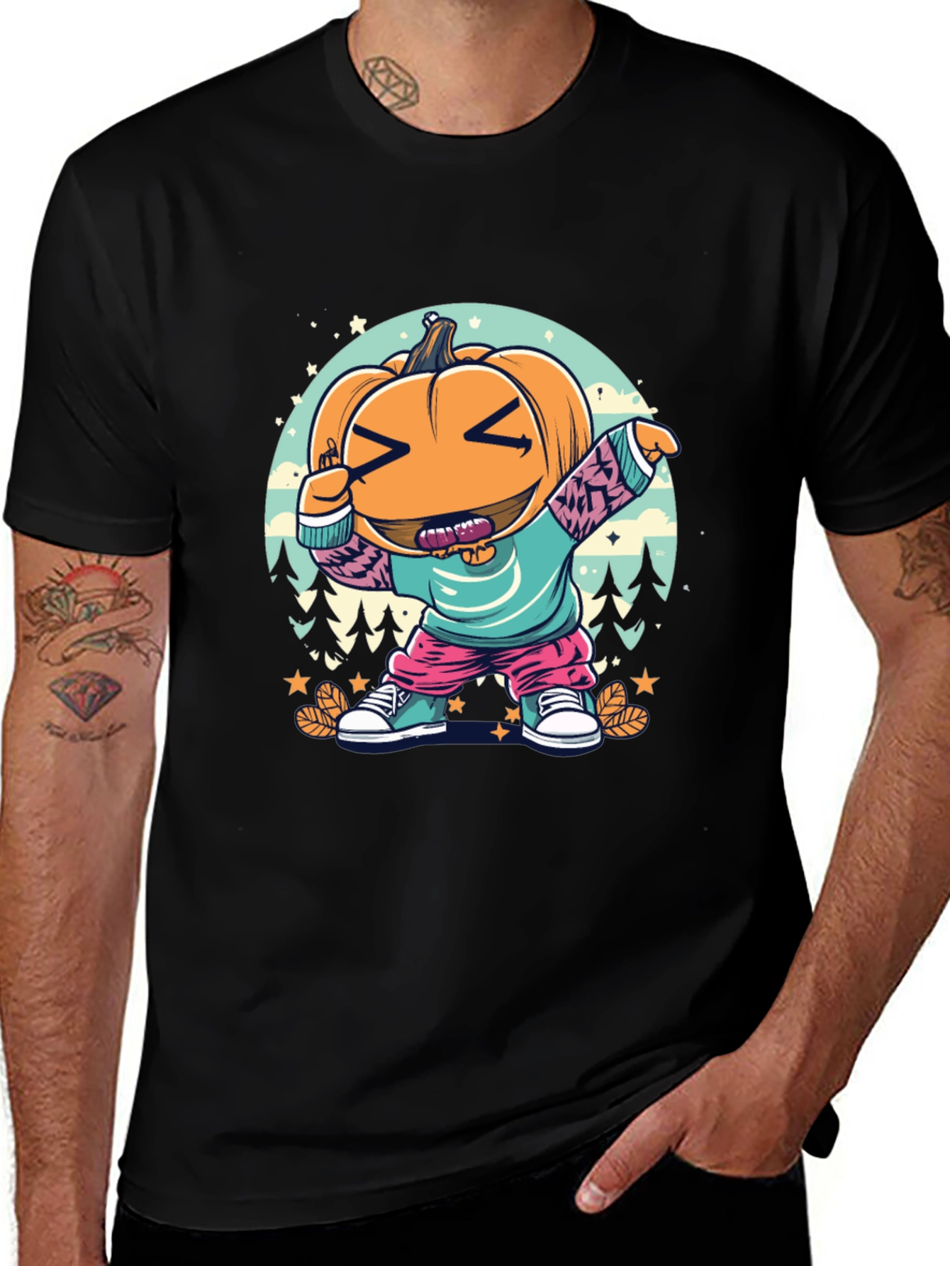 Variant 17 of Dabbing Pumpkin Cartoon T-Shirt - Halloween Style