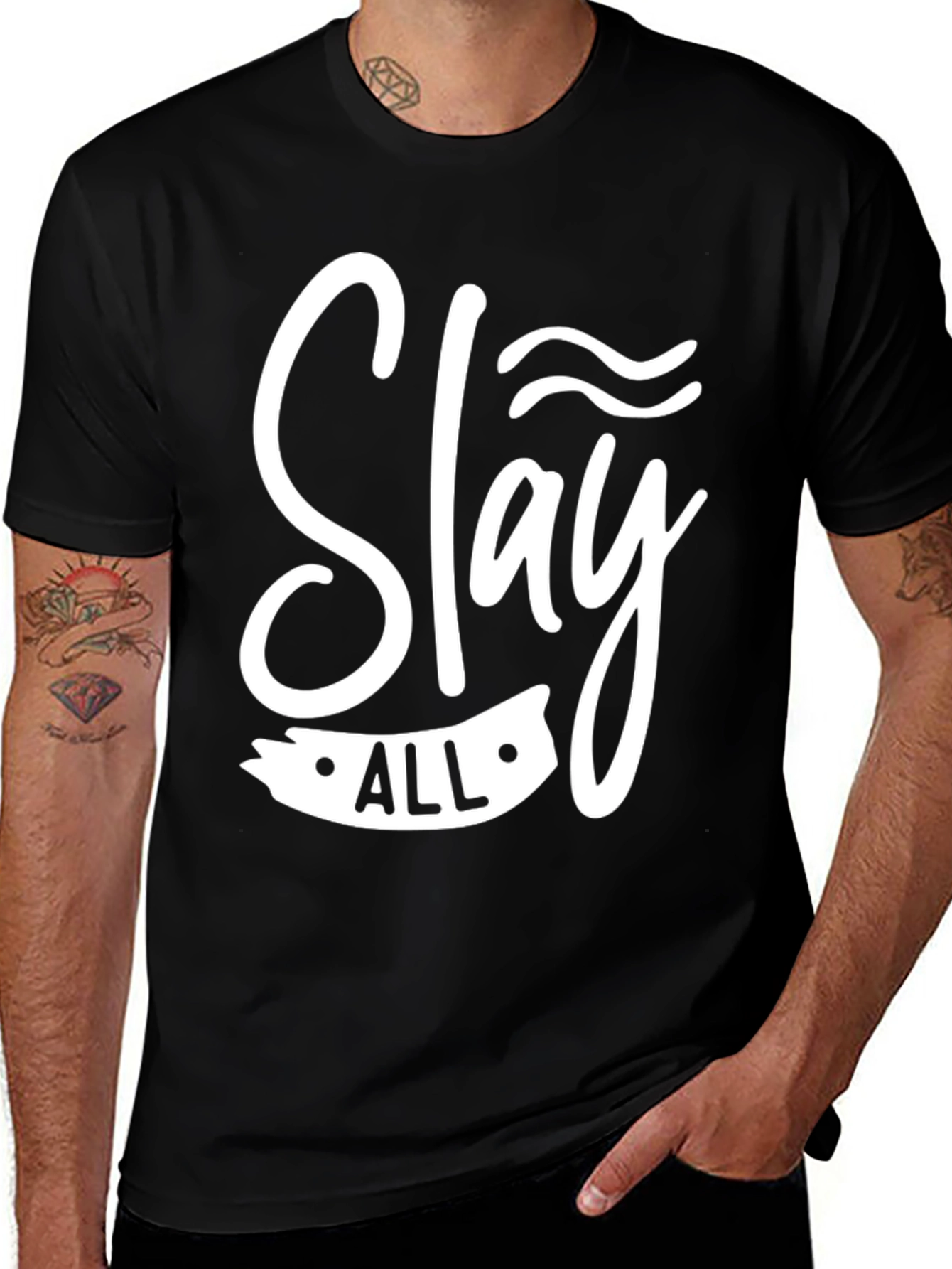 Variant 17 of Slay All Graphic Tee - Trendy Black Cotton T-Shirt