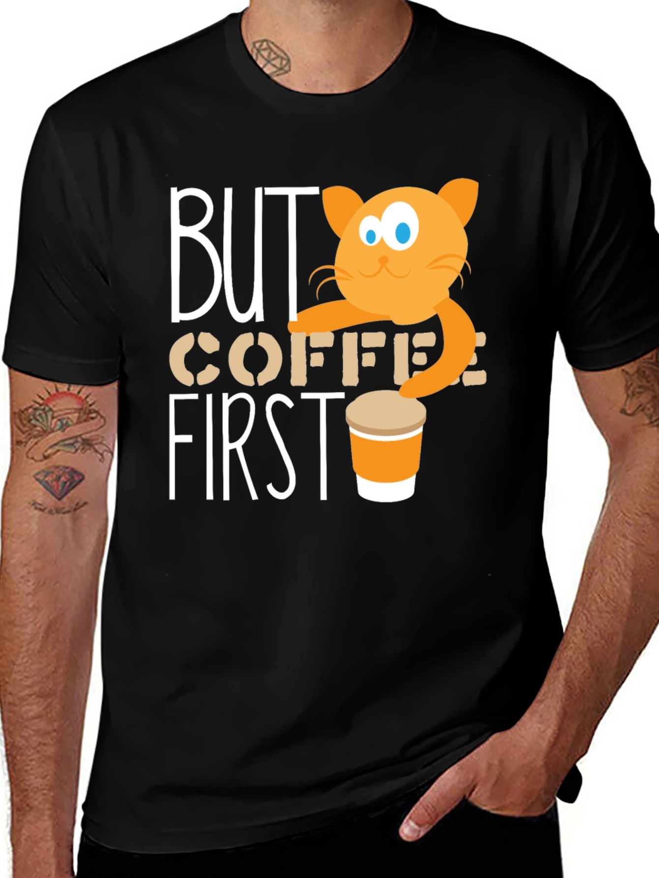 Variant 14 of But Coffee First Cat Graphic T-Shirt