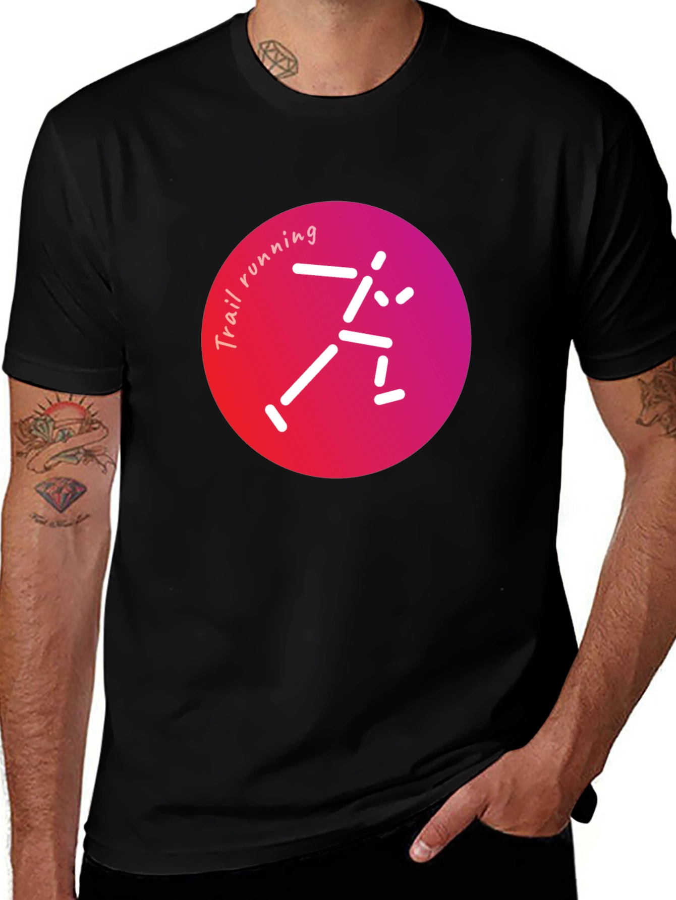 Variant 16 of Trail Running Graphic Black T-Shirt