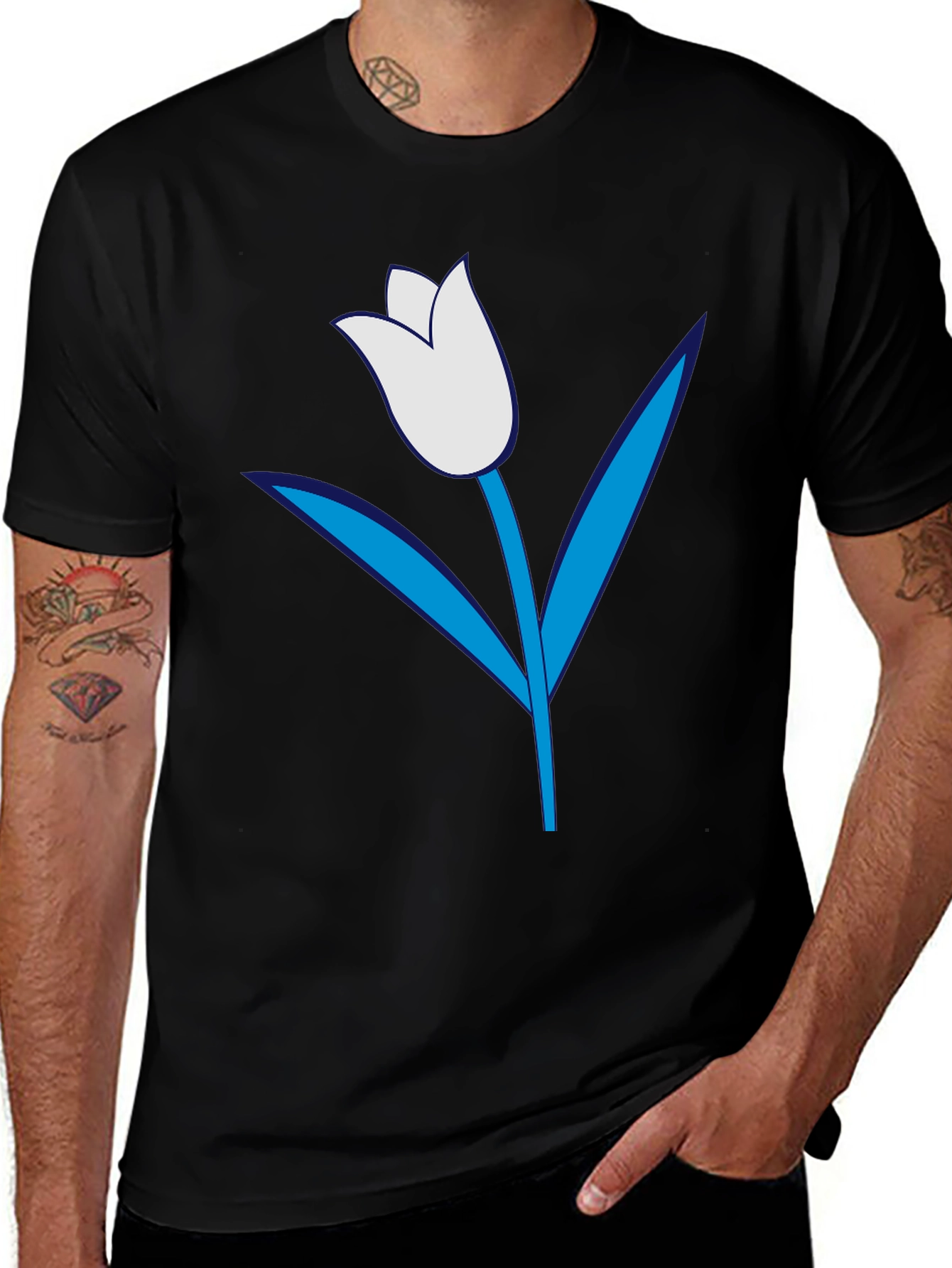 Variant 7 of Men's Black Tulip Graphic Tee