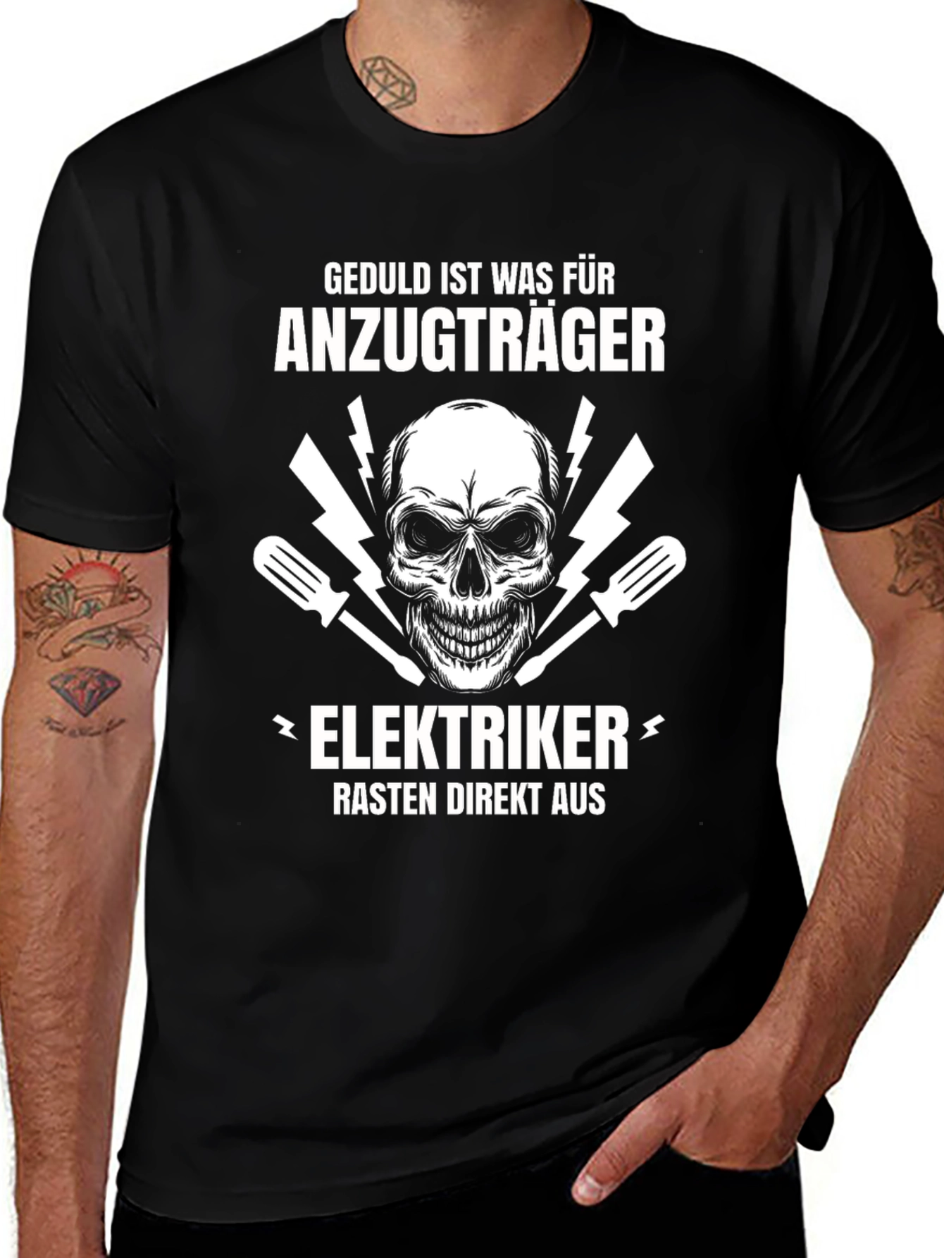 Variant 5 of Geduld Ist Was Fur Anzugtrager Skull Electrician T-Shirt