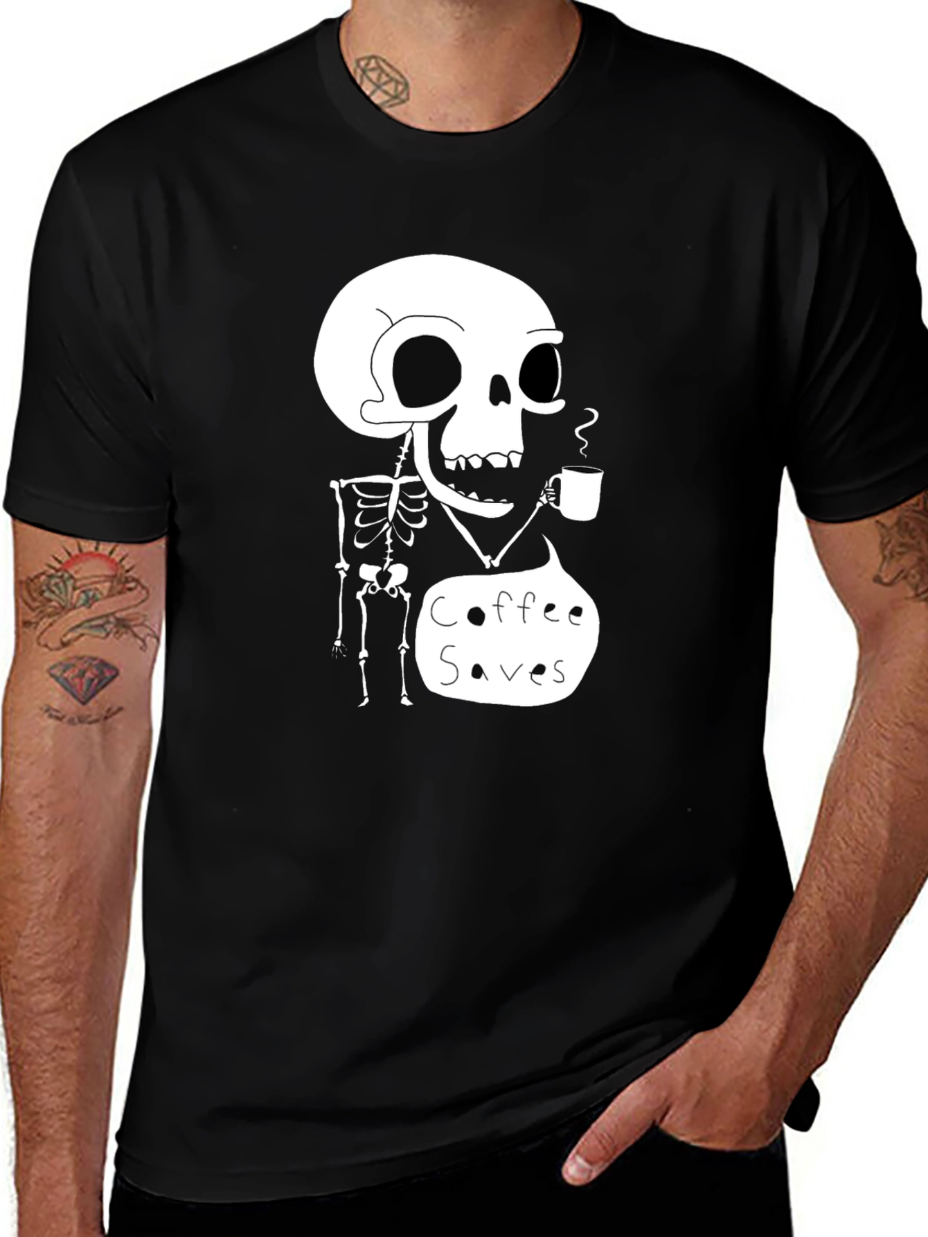 Variant 26 of Coffee Saves Skeleton T-Shirt - Funny Graphic Tee