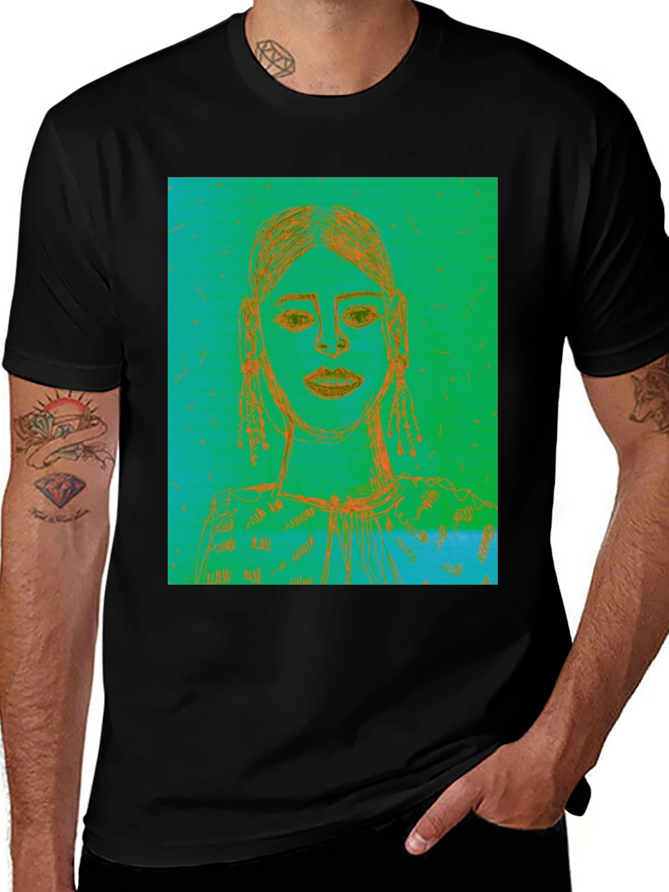 Variant 14 of Abstract Portrait Graphic Tee - Unisex Black T-Shirt