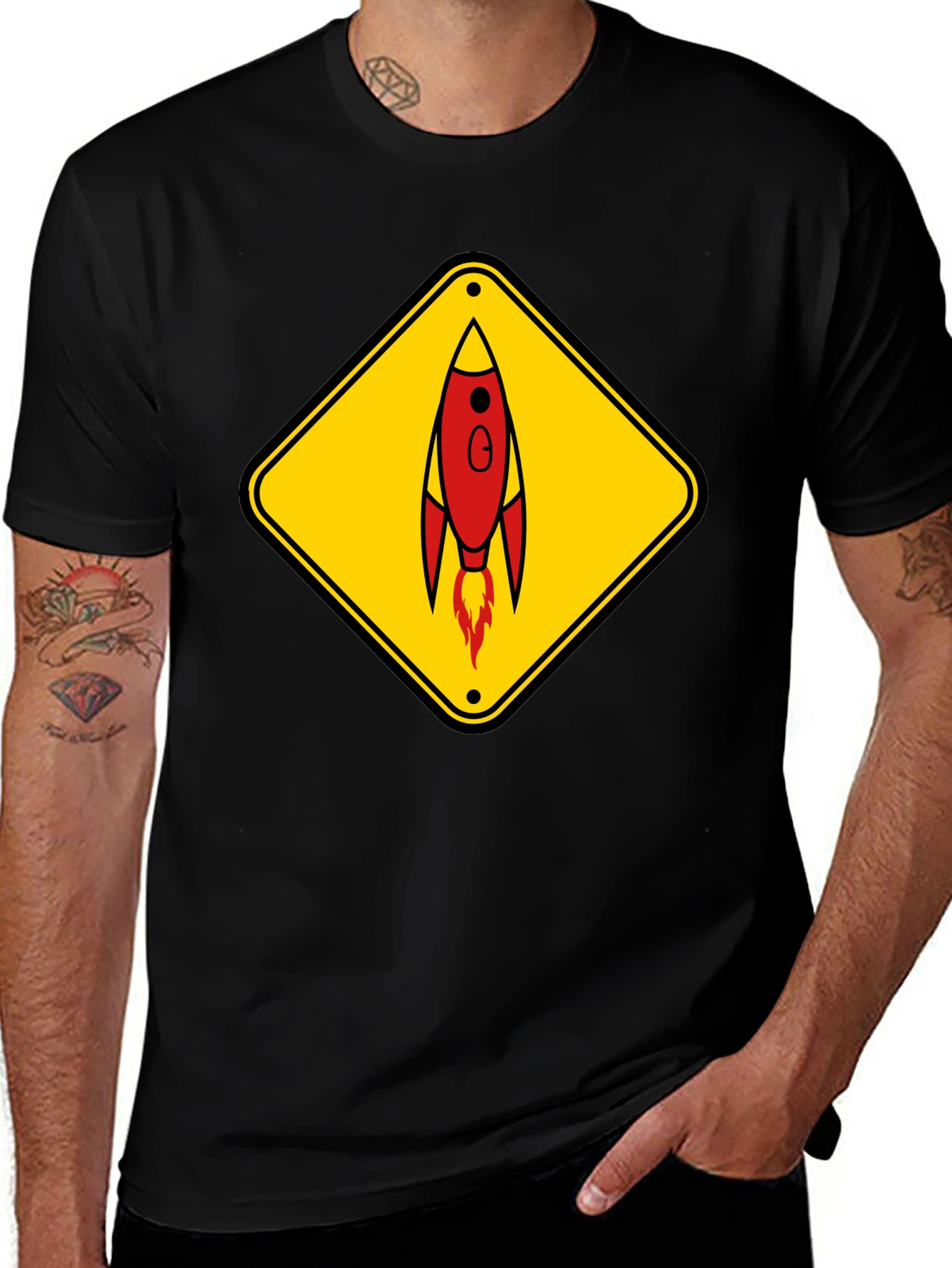 Variant 11 of Rocket Graphic Tee - Men's Black T-Shirt