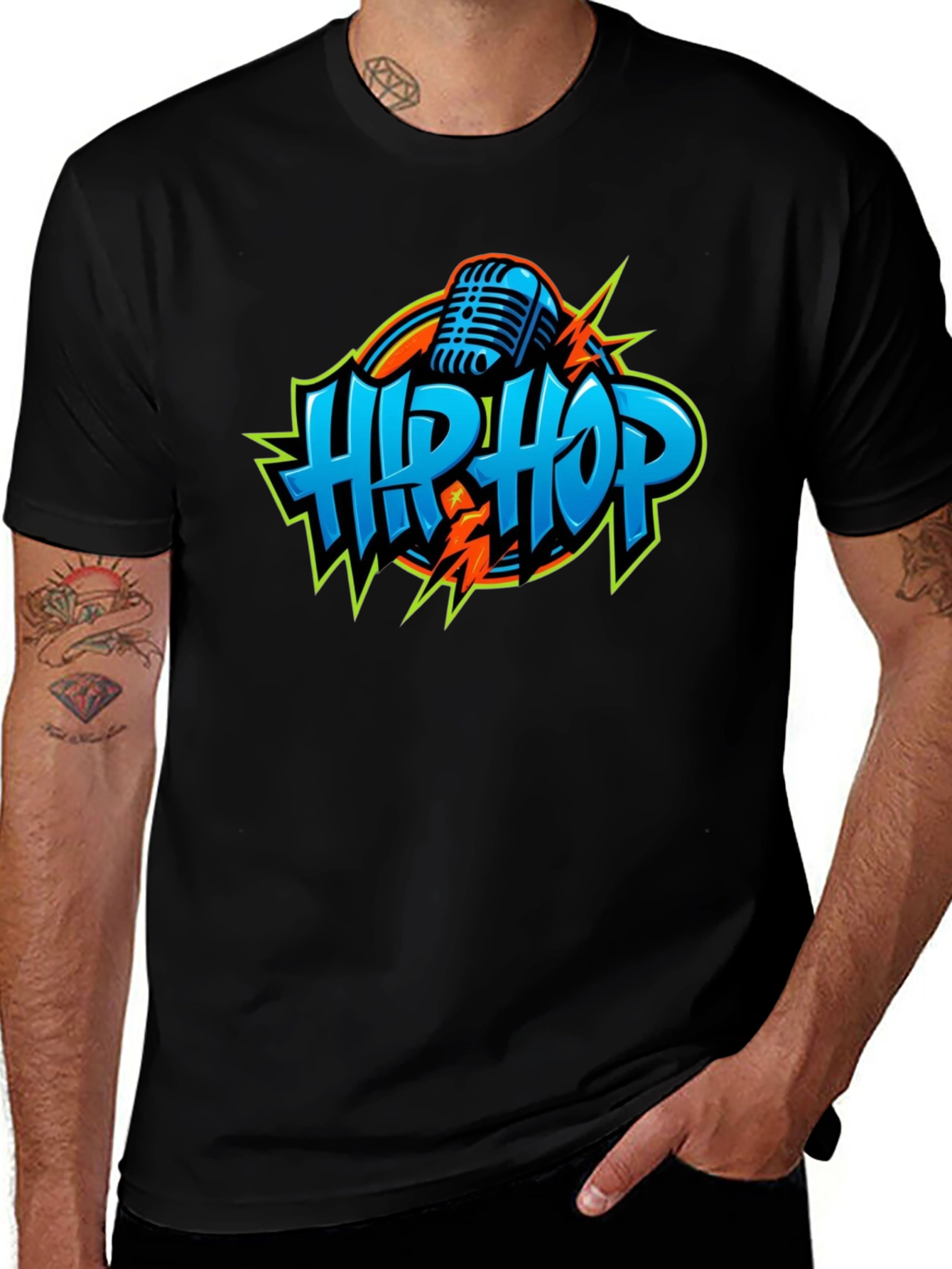 Variant 18 of Hip Hop Graphic Tee - Black T-Shirt