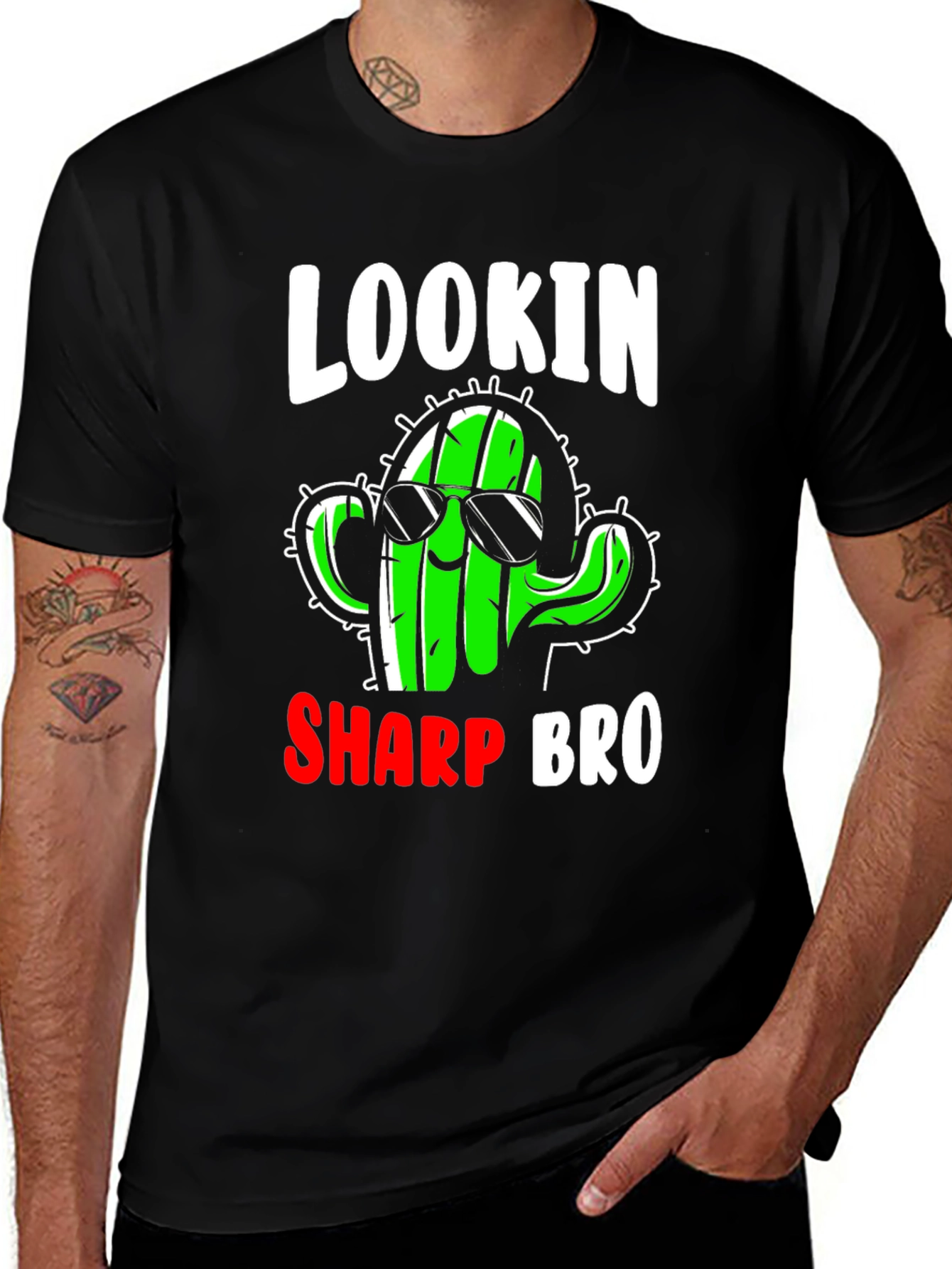 Variant 27 of Lookin' Sharp Bro T-Shirt - Cactus Graphic Tee