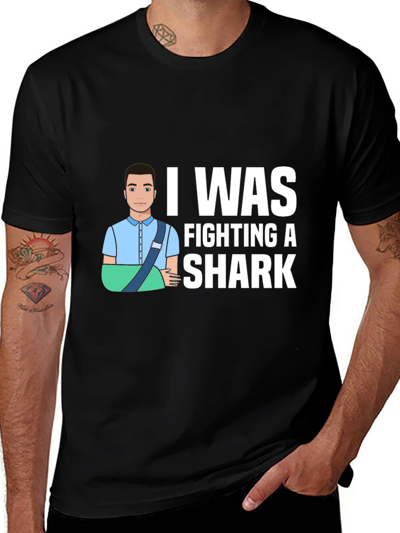 Variant 26 of Shark Fighter Graphic T-Shirt - Black