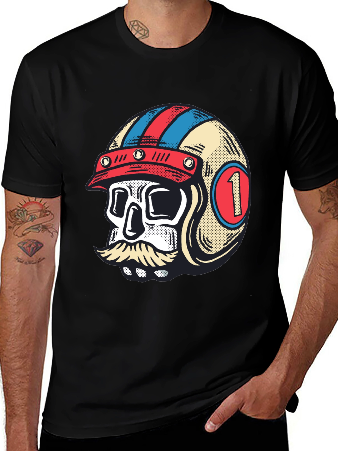 Variant 22 of Skull Racer Helmet Graphic Tee - Black