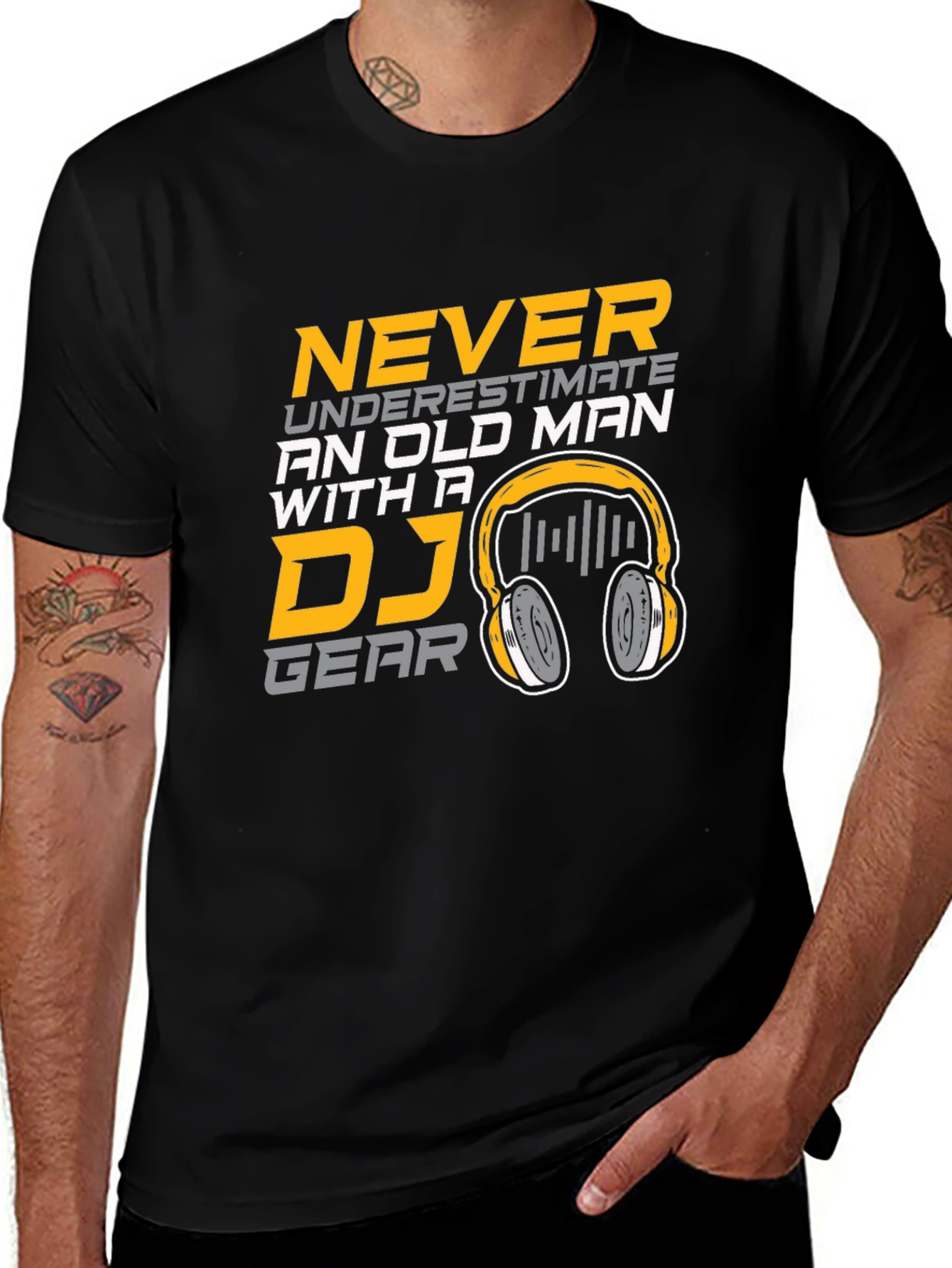 Variant 13 of Never Underestimate an Old Man DJ Gear T-Shirt
