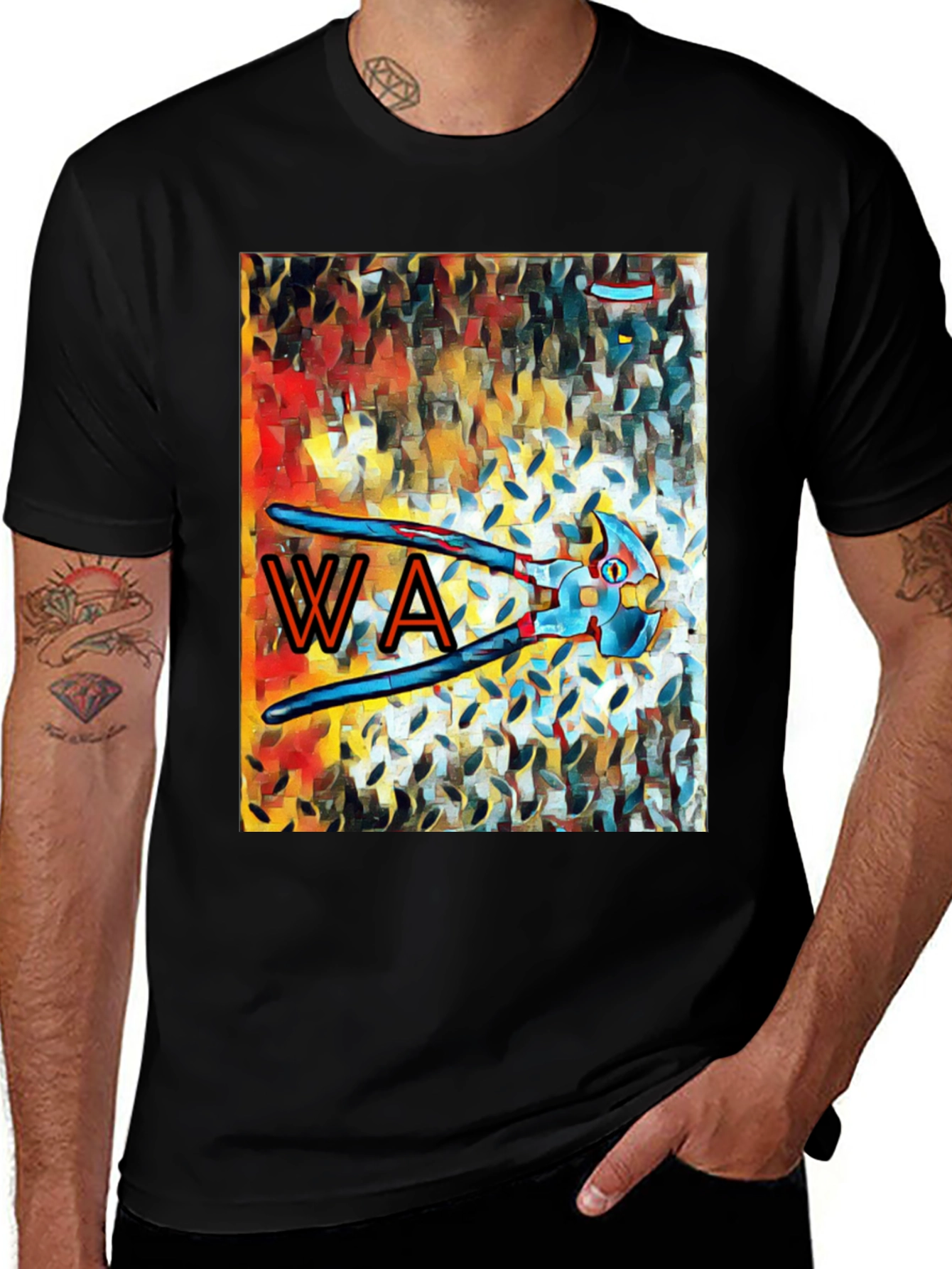 Variant 22 of Abstract Art WA Letter Tool Graphic T-Shirt