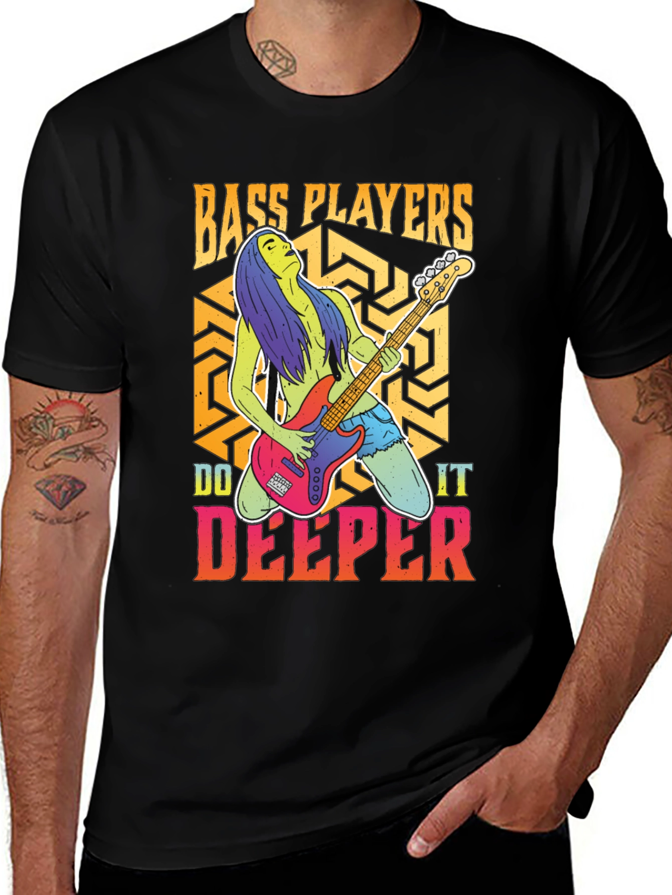 Variant 26 of Bass Players Do It Deeper Graphic T-Shirt