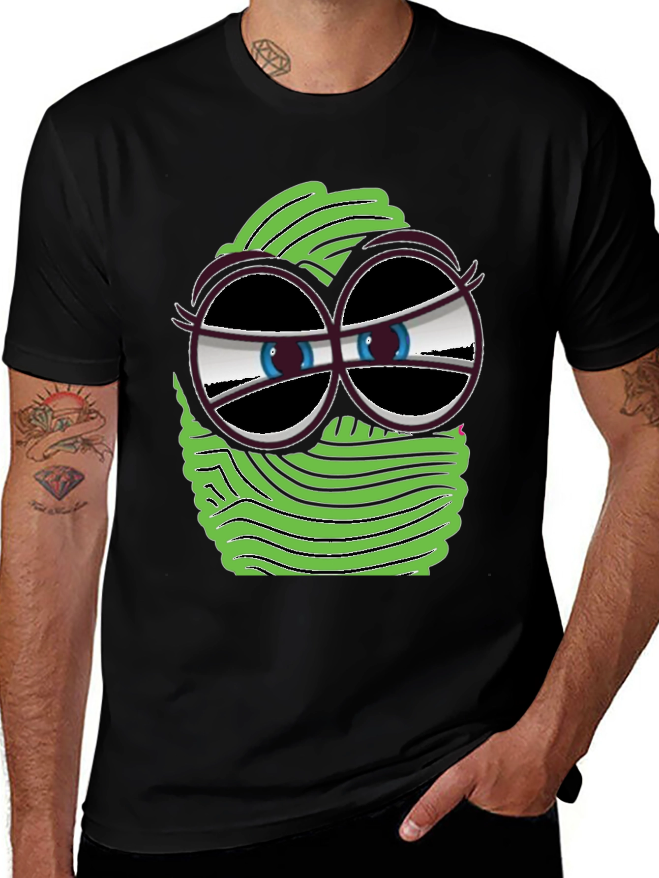 Variant 18 of Funny Graphic Tee - Green Eyeball Design