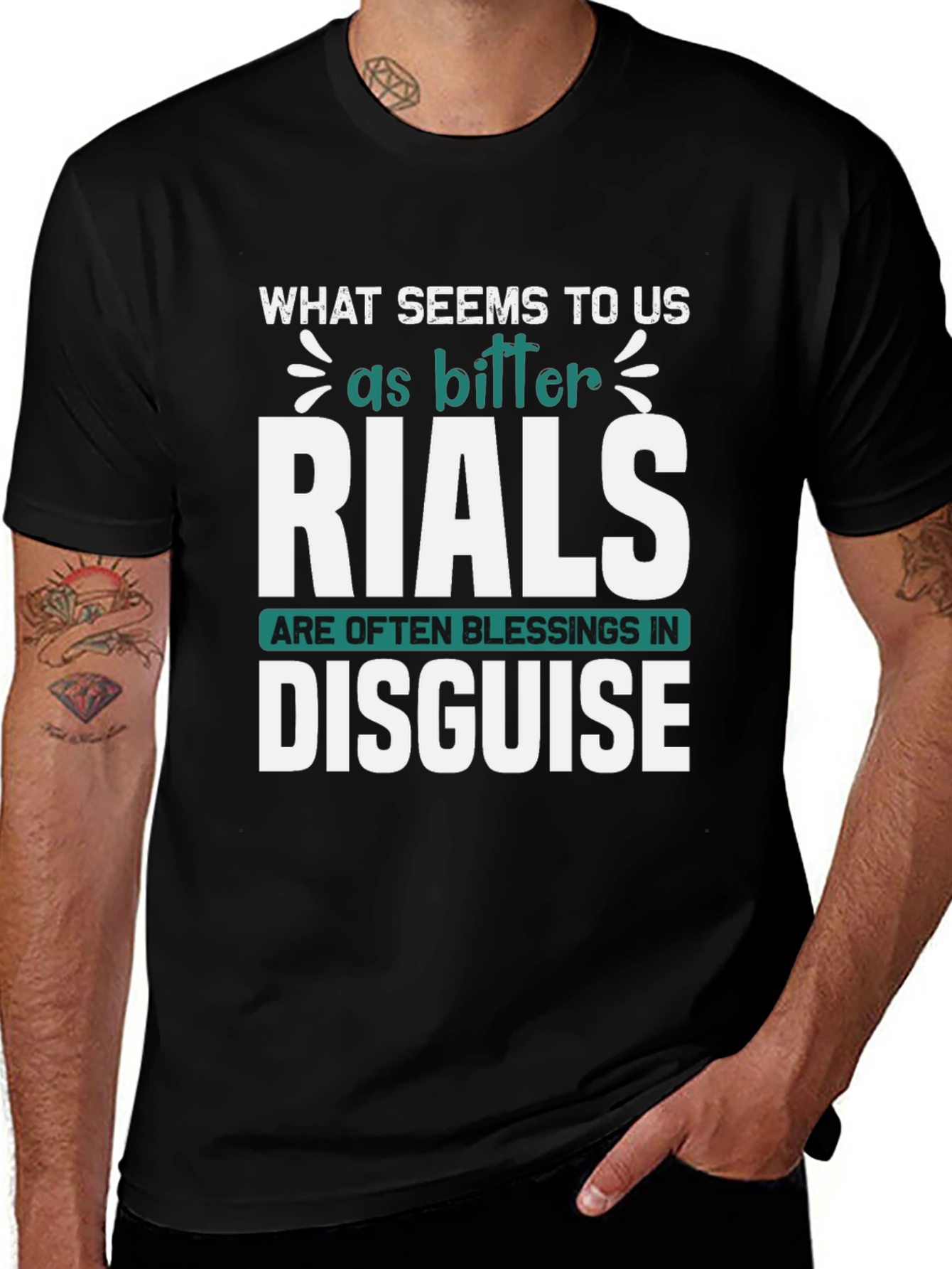 Variant 17 of Inspirational Graphic Tee - "Trials Are Blessings"