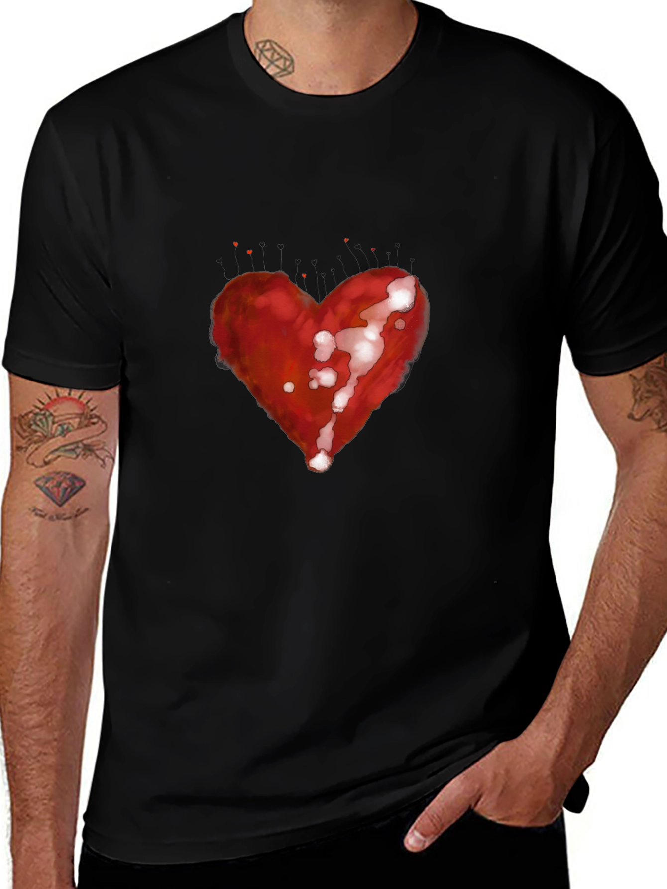 Variant 29 of Heart Graphic Black T-Shirt