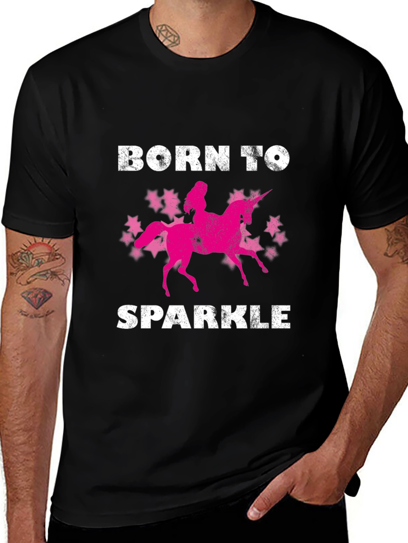 Born to Sparkle Unicorn T-Shirt - Black
