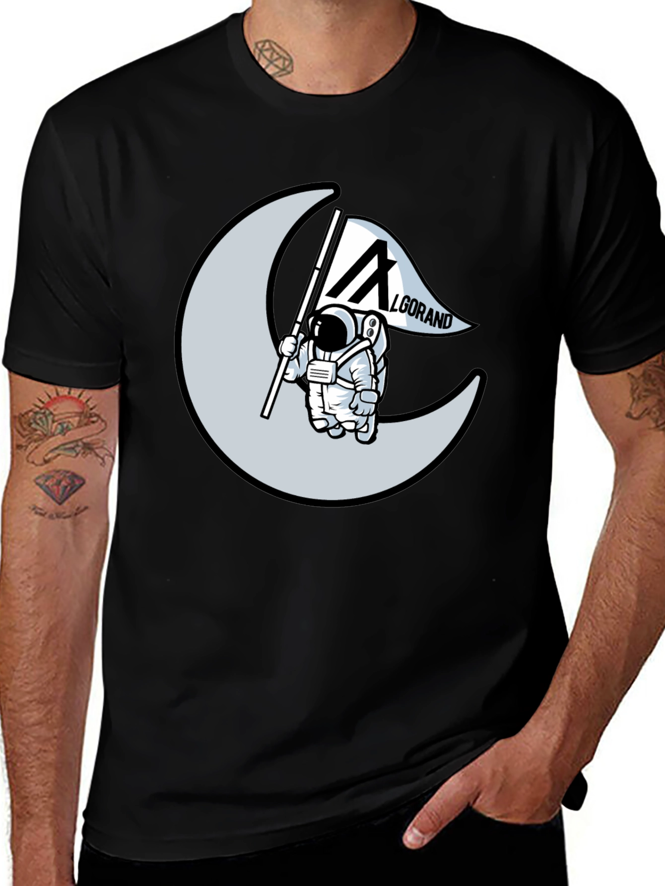 Algorand Astronaut Moon Black T-Shirt