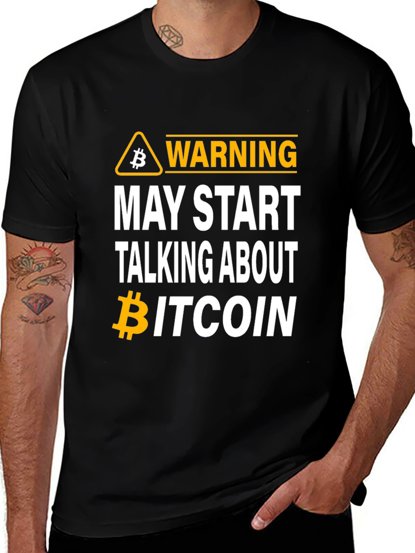 Variant 3 of Bitcoin Warning Men's Black T-Shirt Crypto