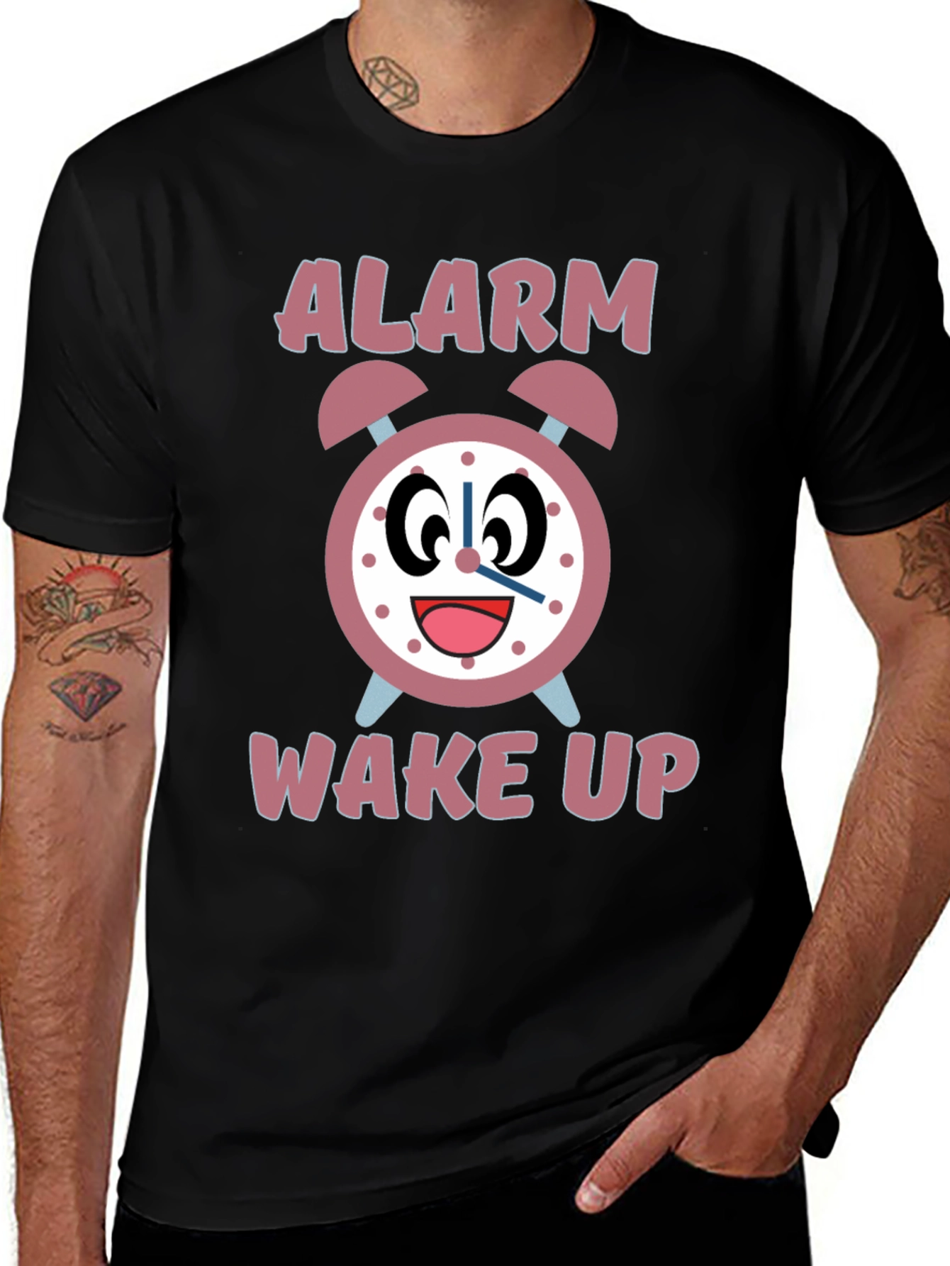 Variant 27 of Alarm Wake Up Graphic Black T-Shirt