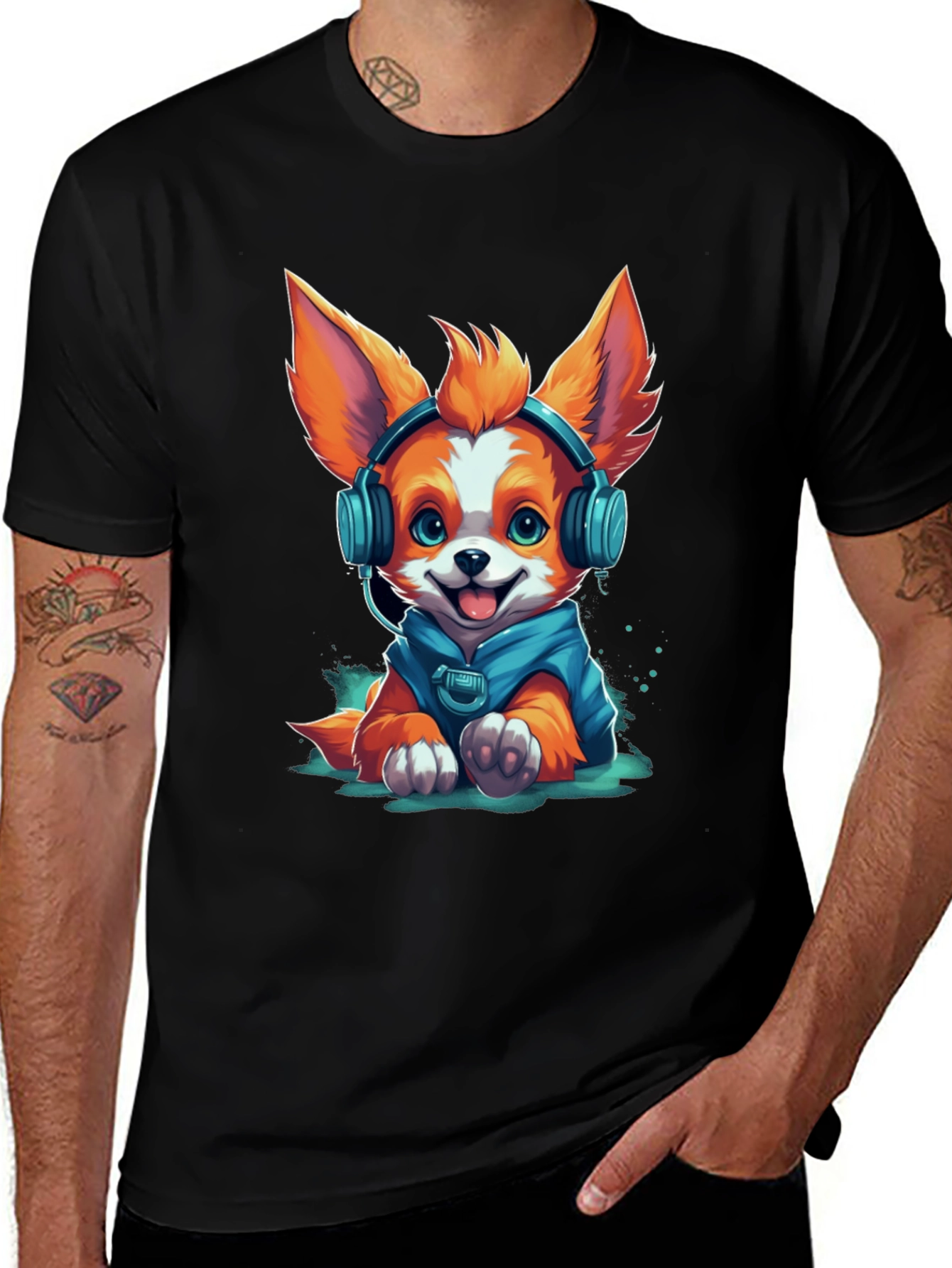 Variant 16 of Dog in Headphones Graphic Tee