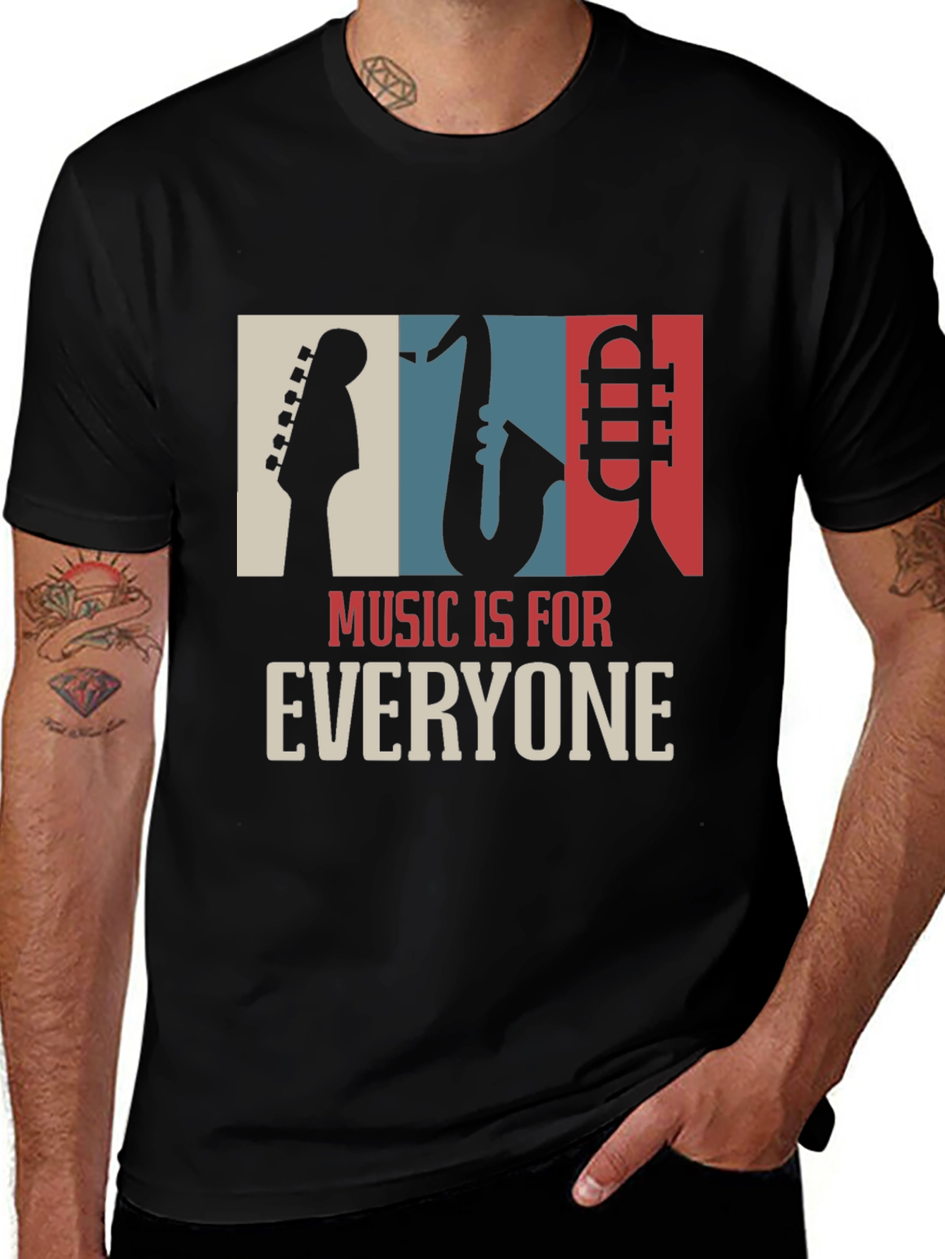 Variant 29 of Music is for Everyone Graphic Tee - Band Instrument T-Shirt