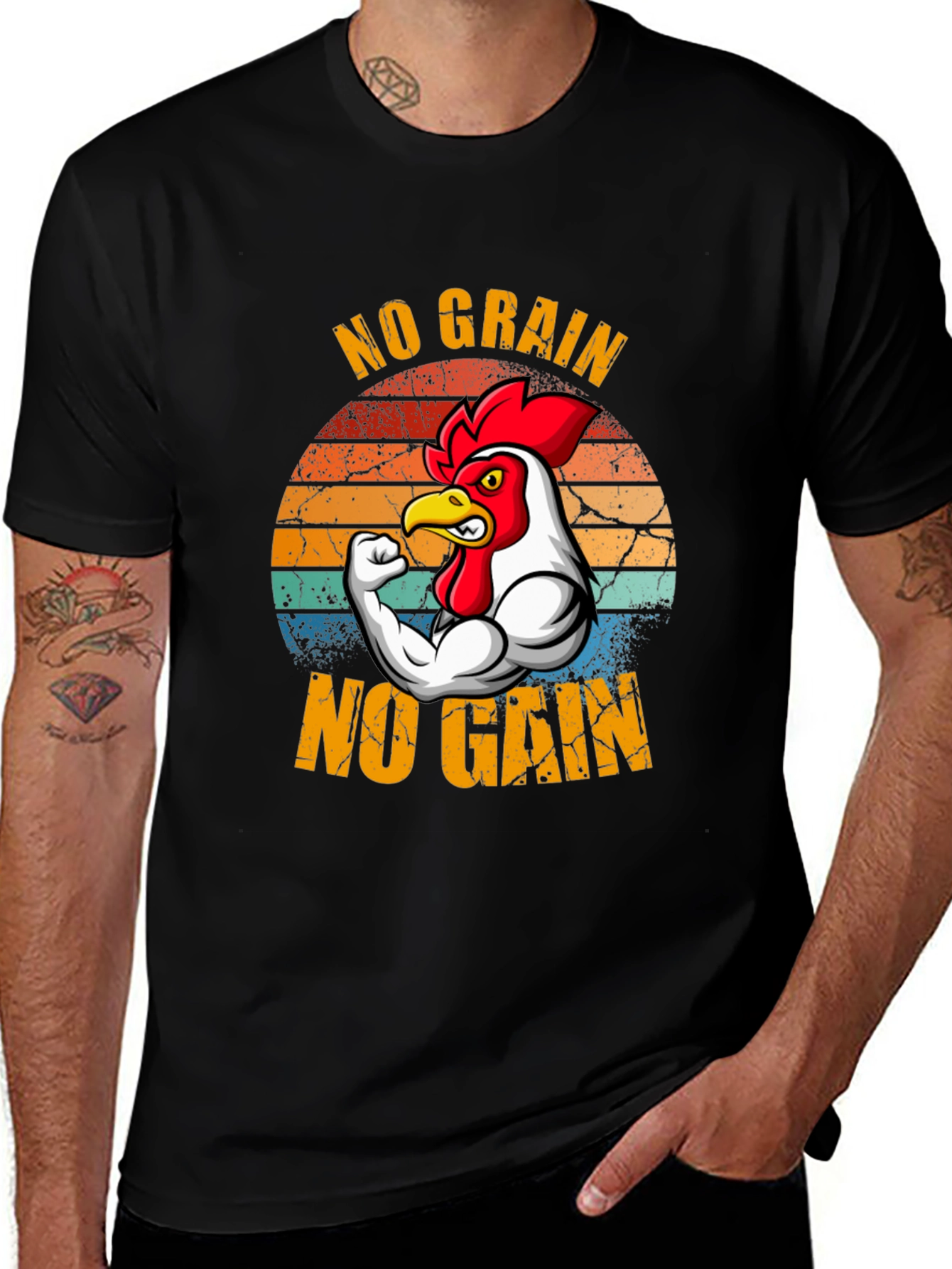 No Grain No Gain T-Shirt - Chicken Gym Design