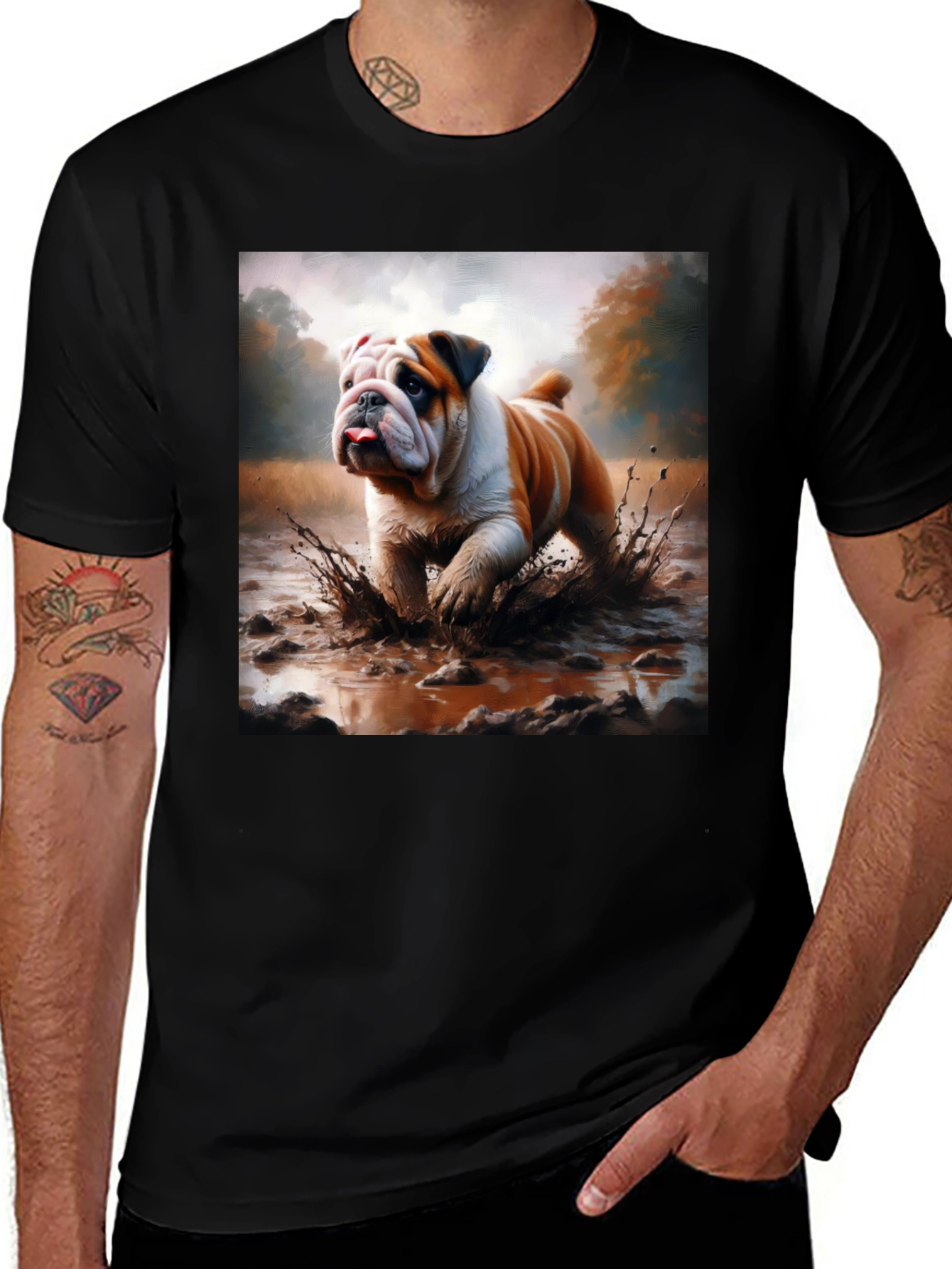 Variant 19 of Bulldog Mud Run Graphic Tee - Black