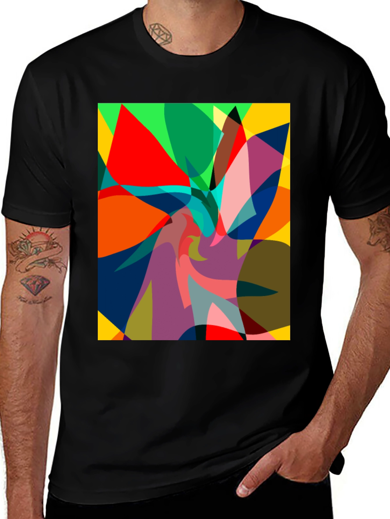 Variant 29 of Abstract Art Graphic Tee - Bold Colors, Modern Design